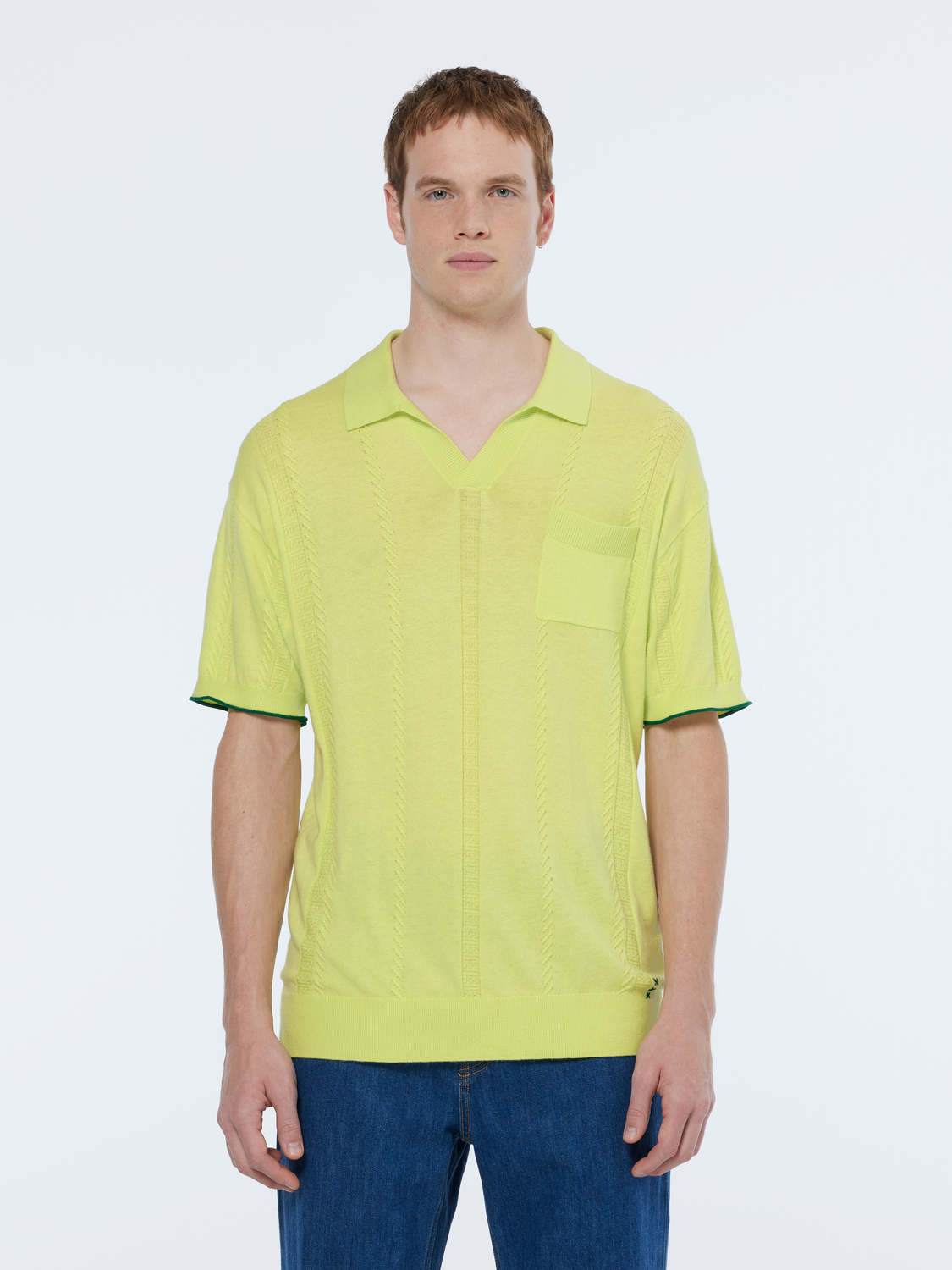 V-Neck Relaxed Fit Knit Polo