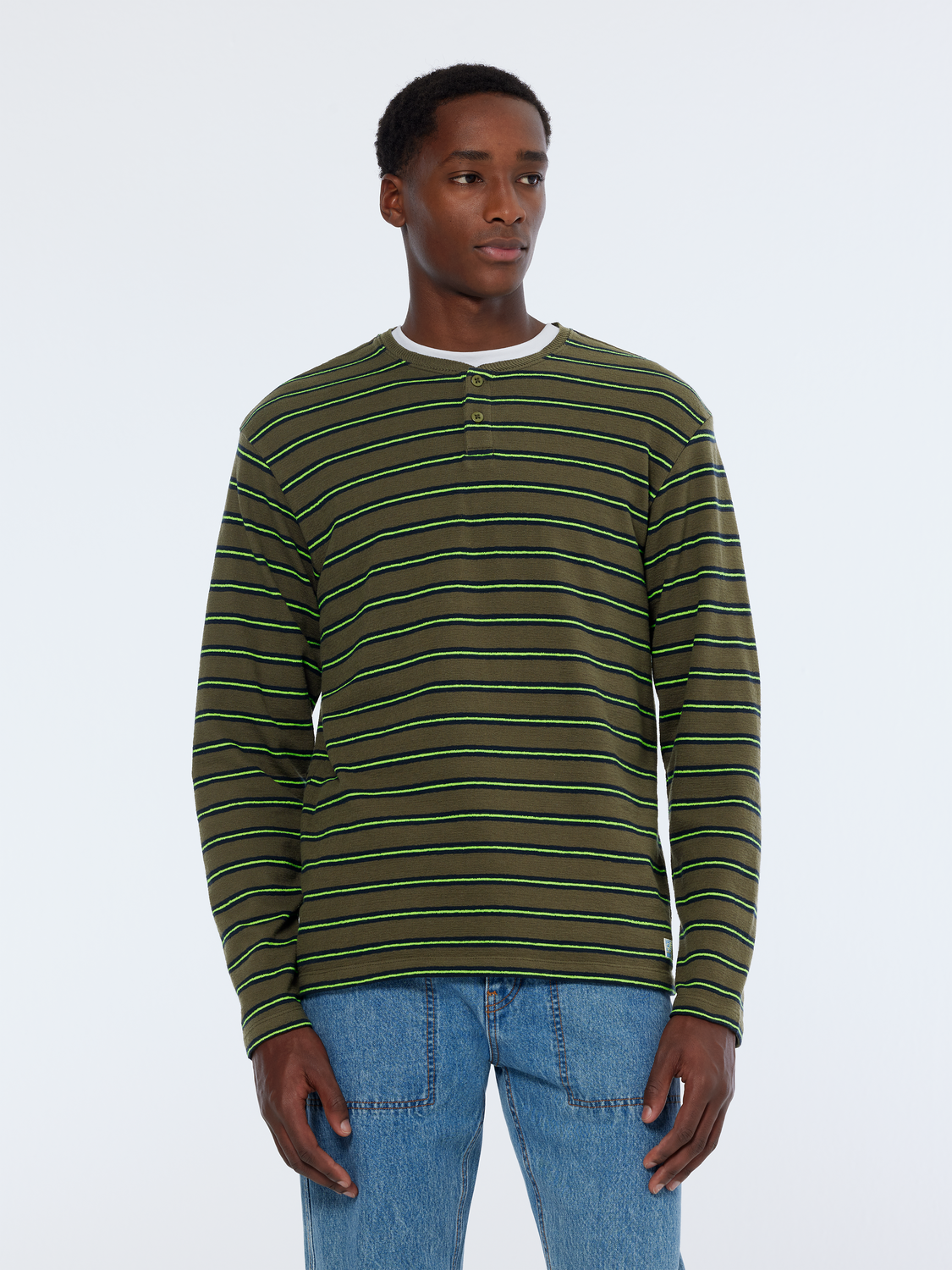 Relaxed Fit Textured Stripe Long Sleeve T-Shirt