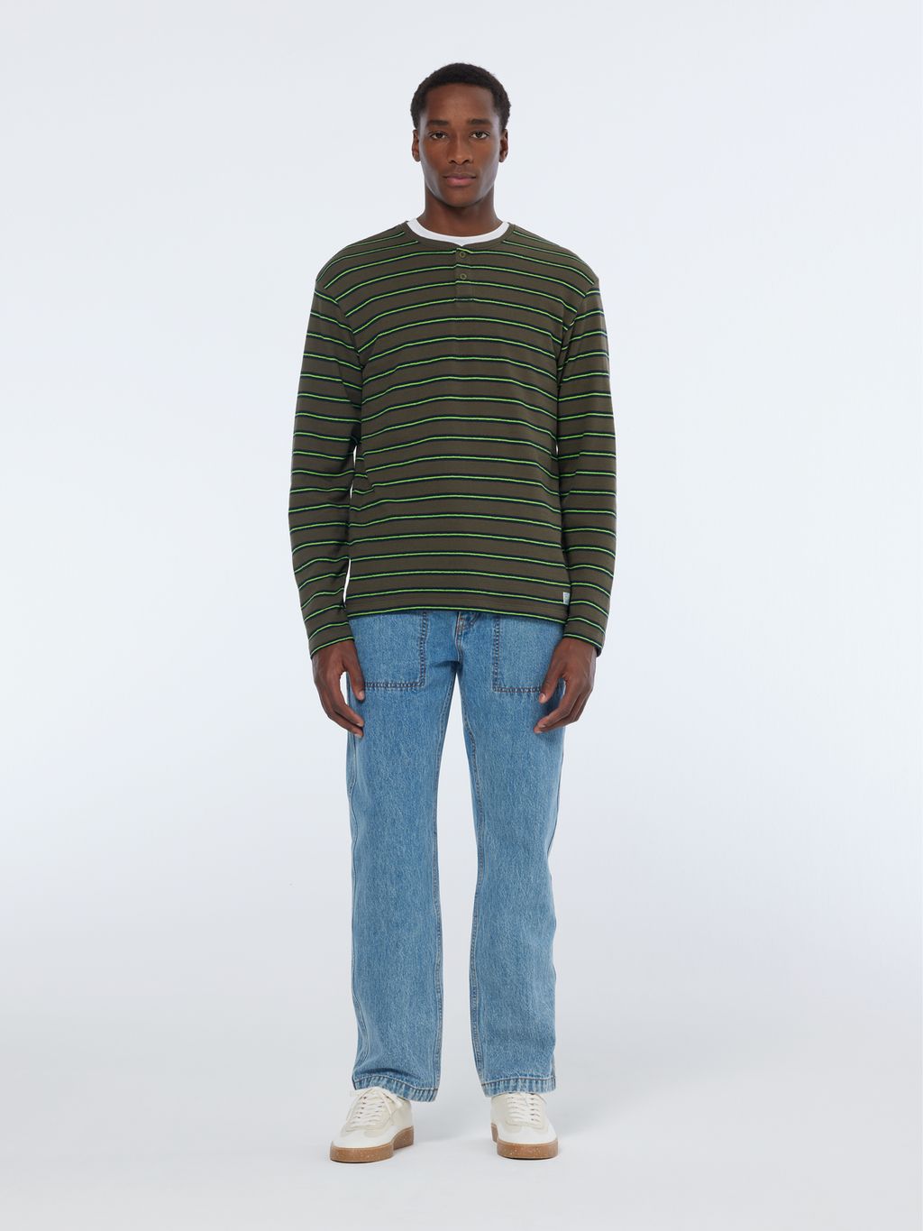 Relaxed Fit Textured Stripe Long Sleeve T-Shirt