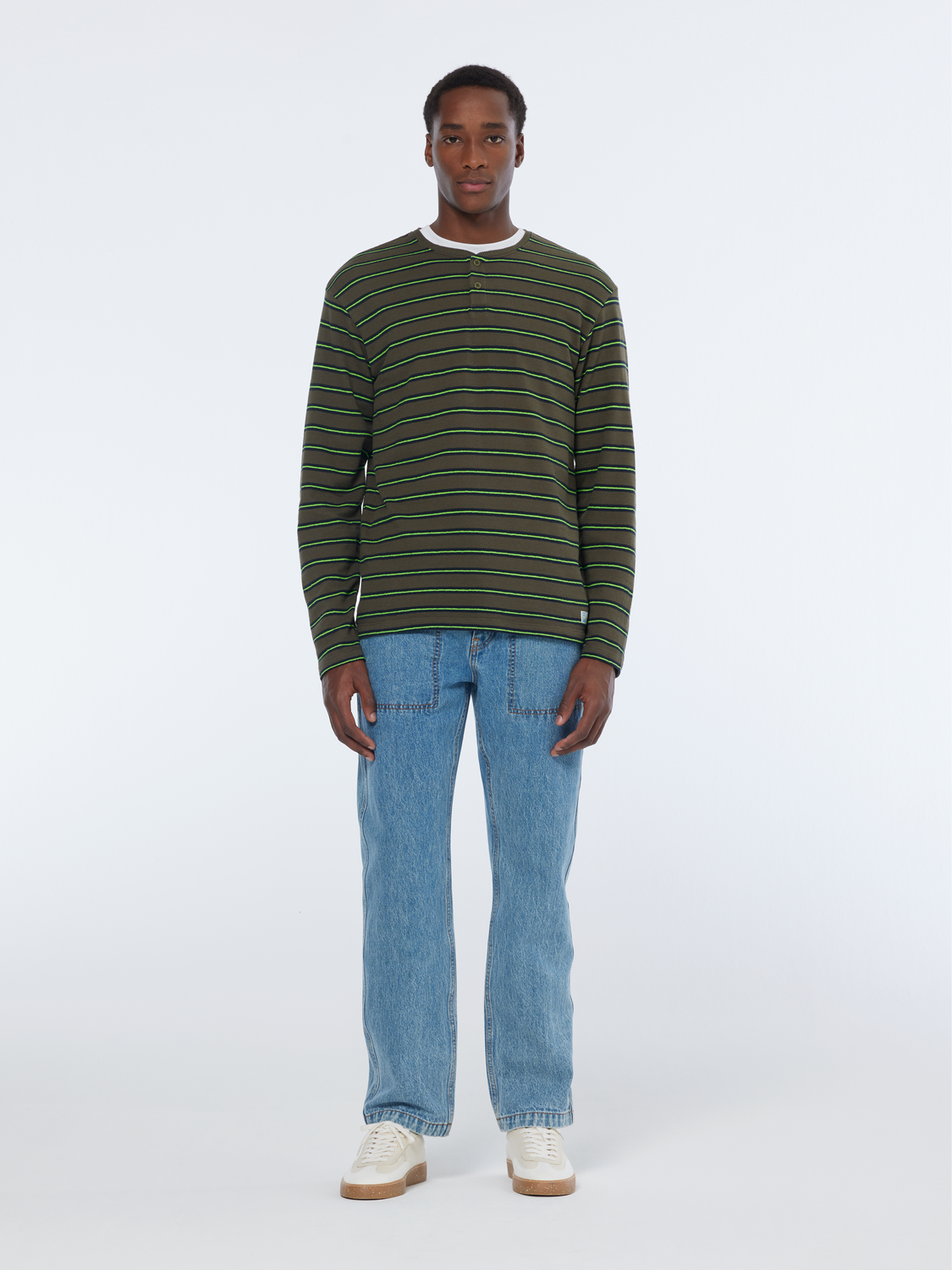 Relaxed Fit Textured Stripe Long Sleeve T-Shirt