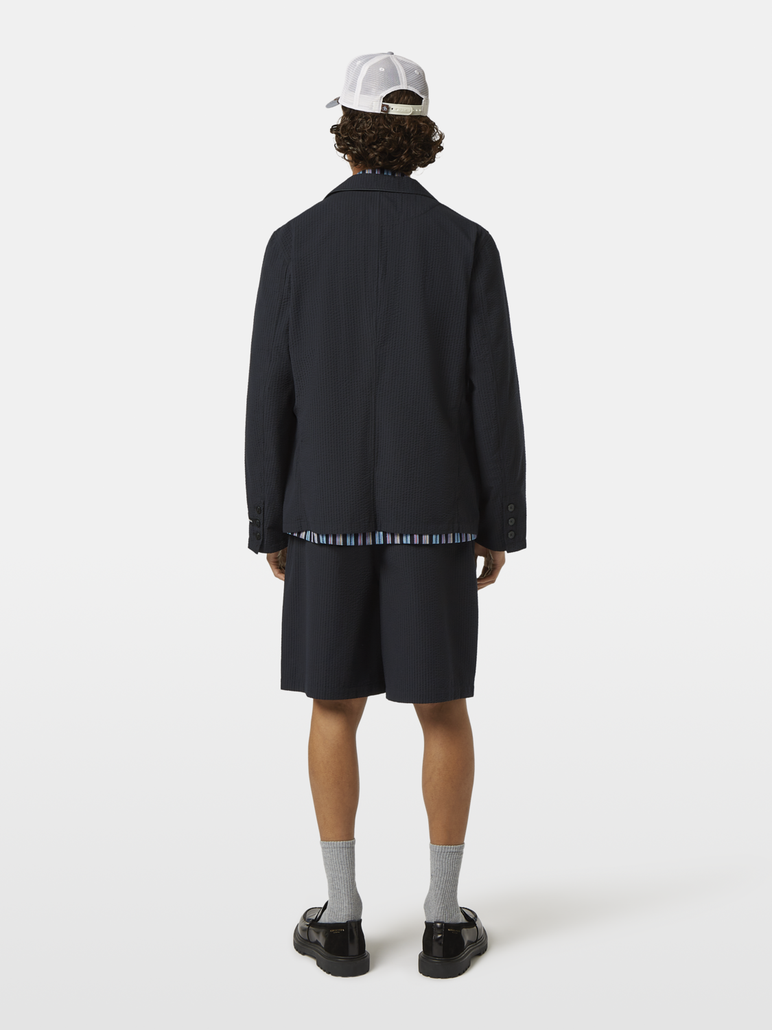 Unconstructed 3-Button Cotton-Blend Seersucker Blazer