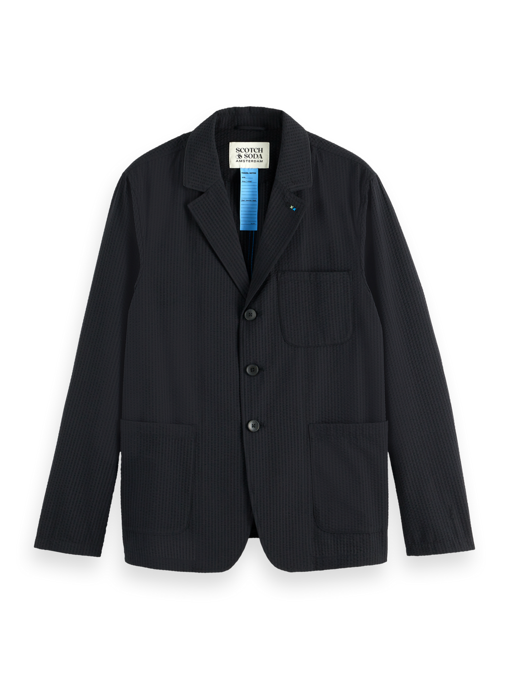 Unconstructed 3-Button Cotton-Blend Seersucker Blazer