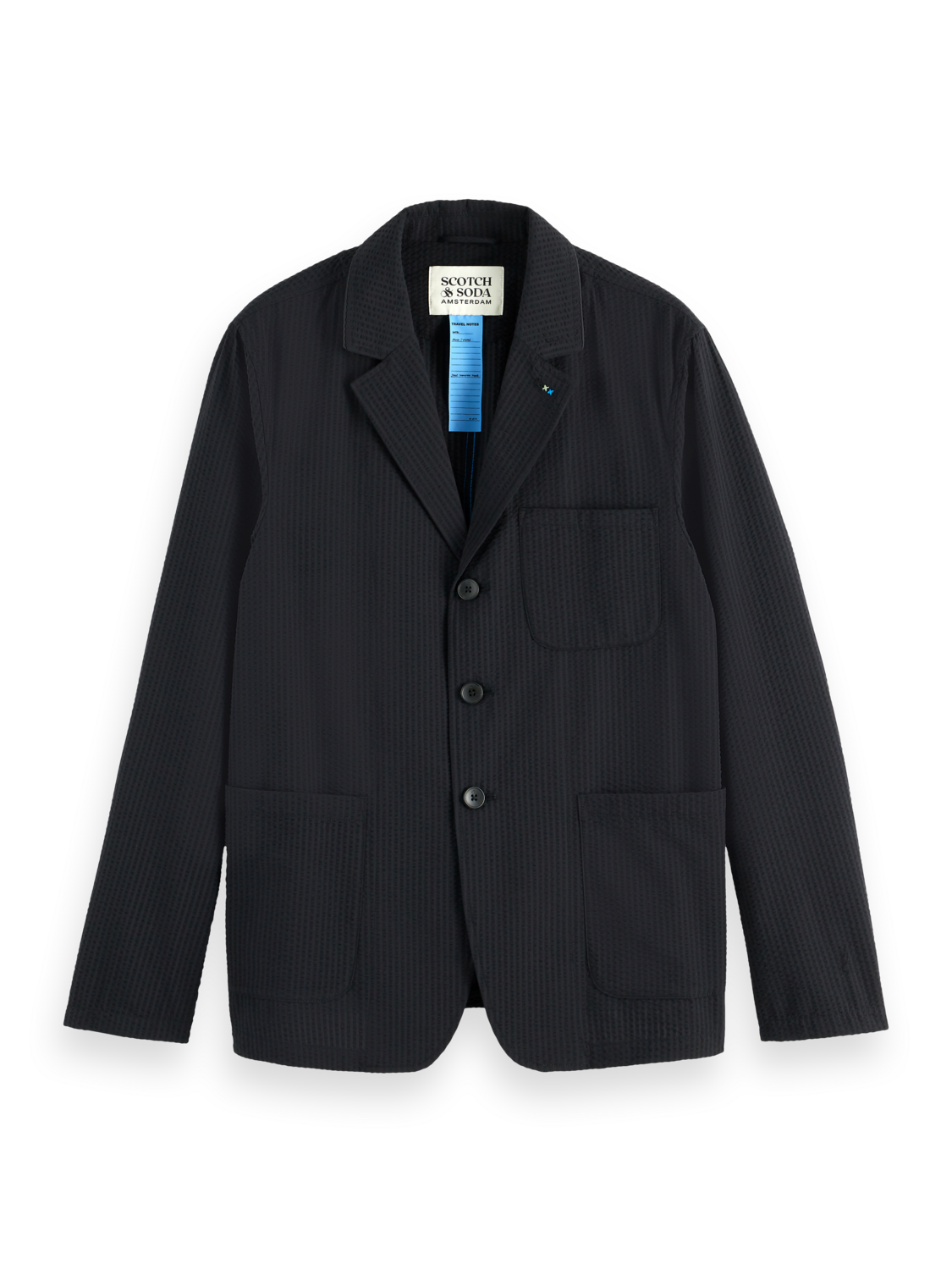 Unconstructed 3-Button Cotton-Blend Seersucker Blazer
