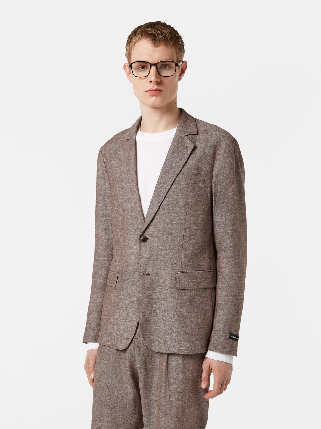 Single-Breasted Cotton-Linen Blazer