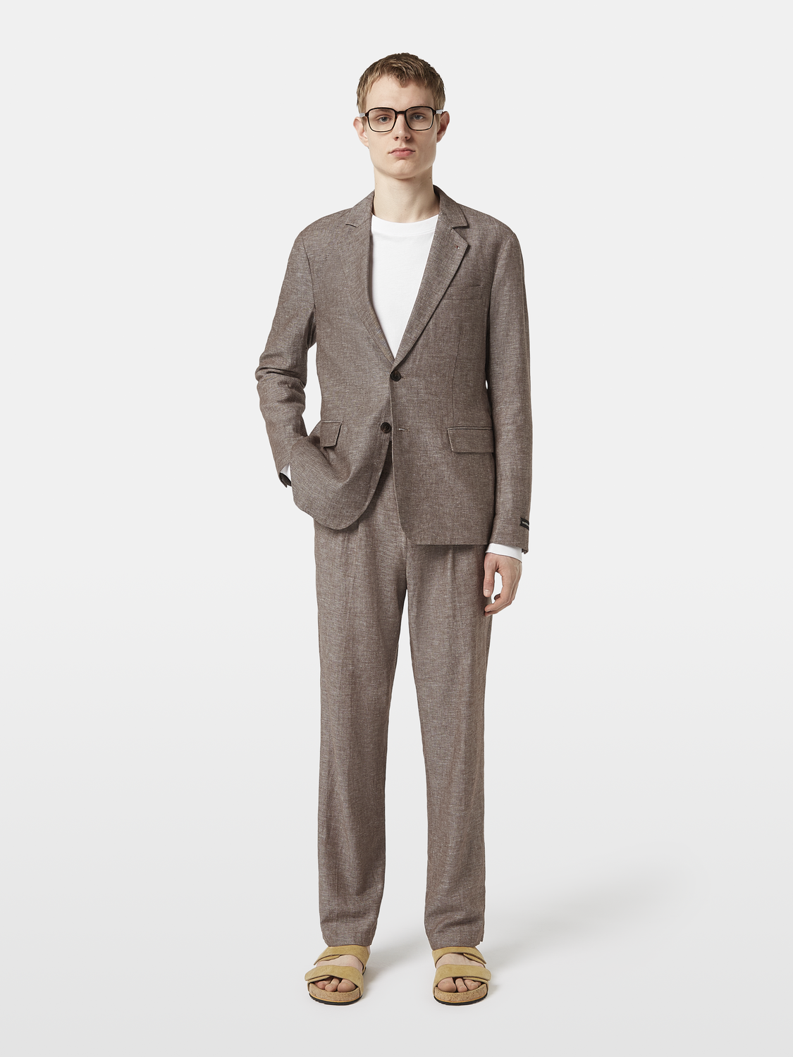 Single-Breasted Cotton-Linen Blazer