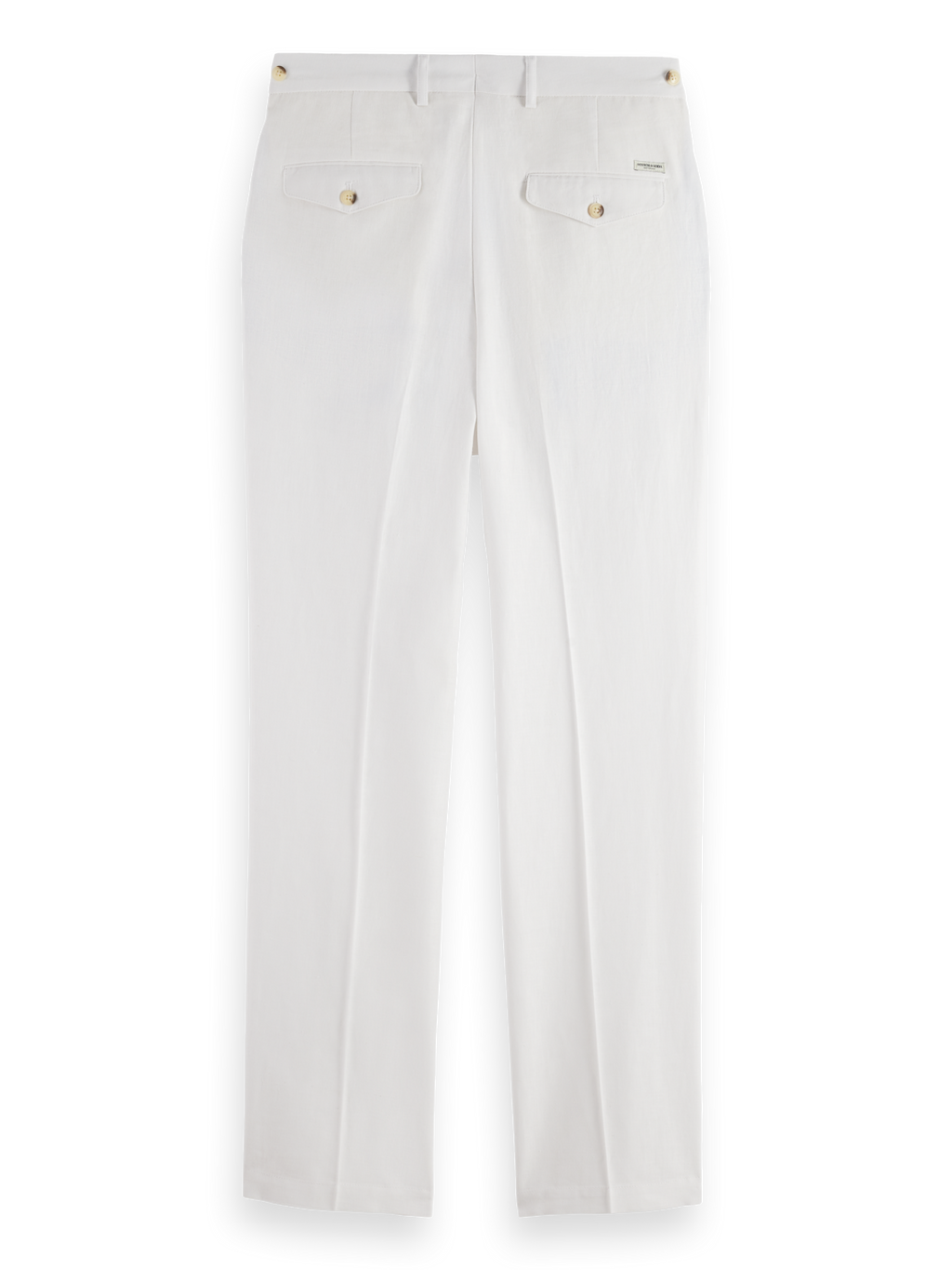 Pleated Relaxed Straight Cotton-Linen Twill Chino