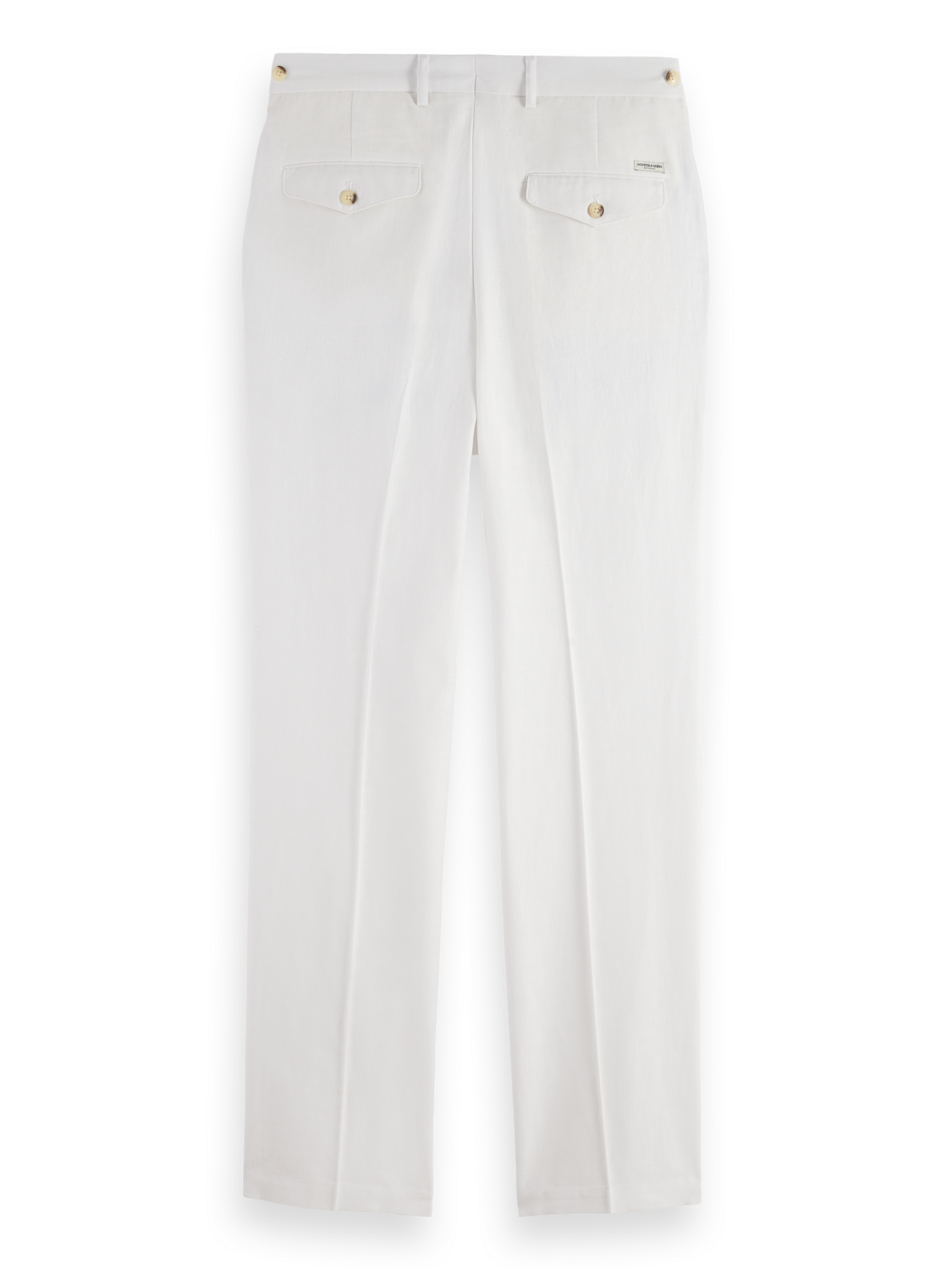 Pleated Relaxed Straight Cotton-Linen Twill Chino