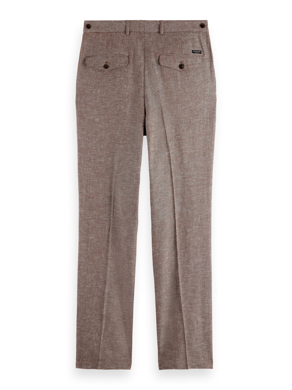 Pleated Straight Cotton-Linen Twill Chino
