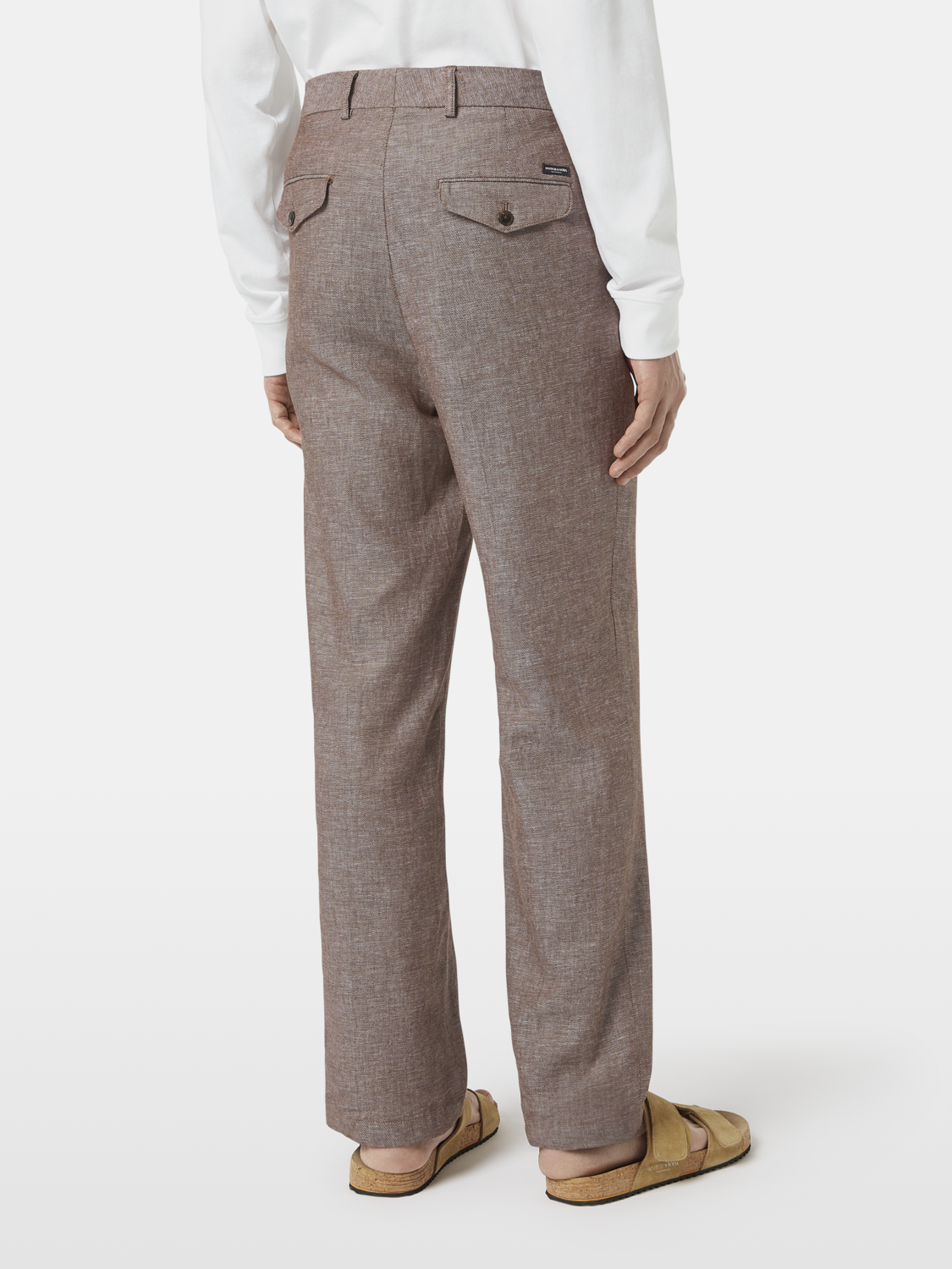 Pleated Straight Cotton-Linen Twill Chino