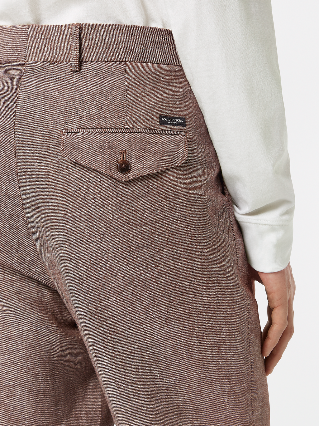 Pleated Straight Cotton-Linen Twill Chino