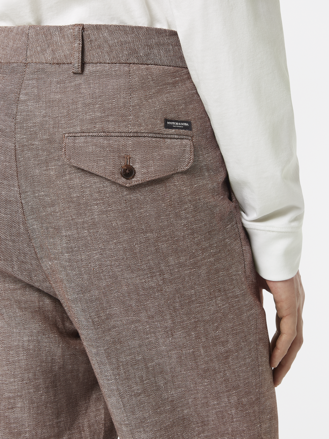 Pleated Straight Cotton-Linen Twill Chino
