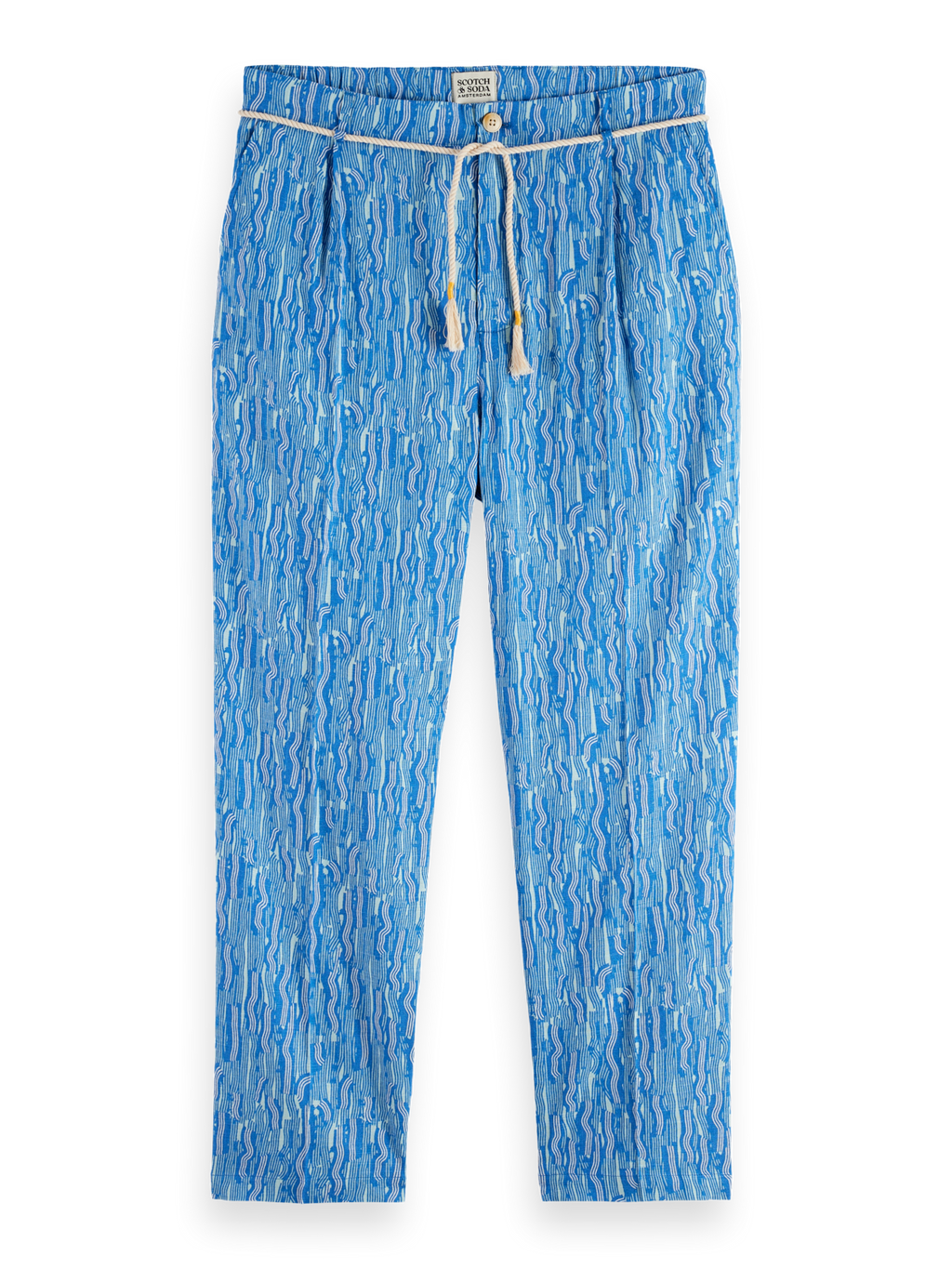 Printed Wide Fit Linen-Blend Jogger