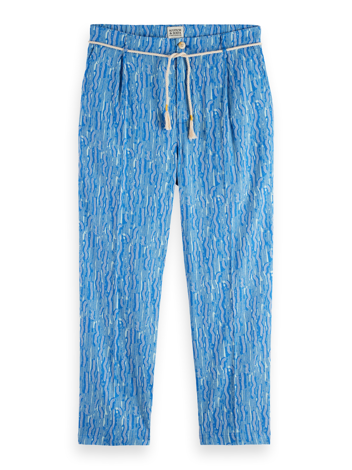 Printed Wide Fit Linen-Blend Jogger