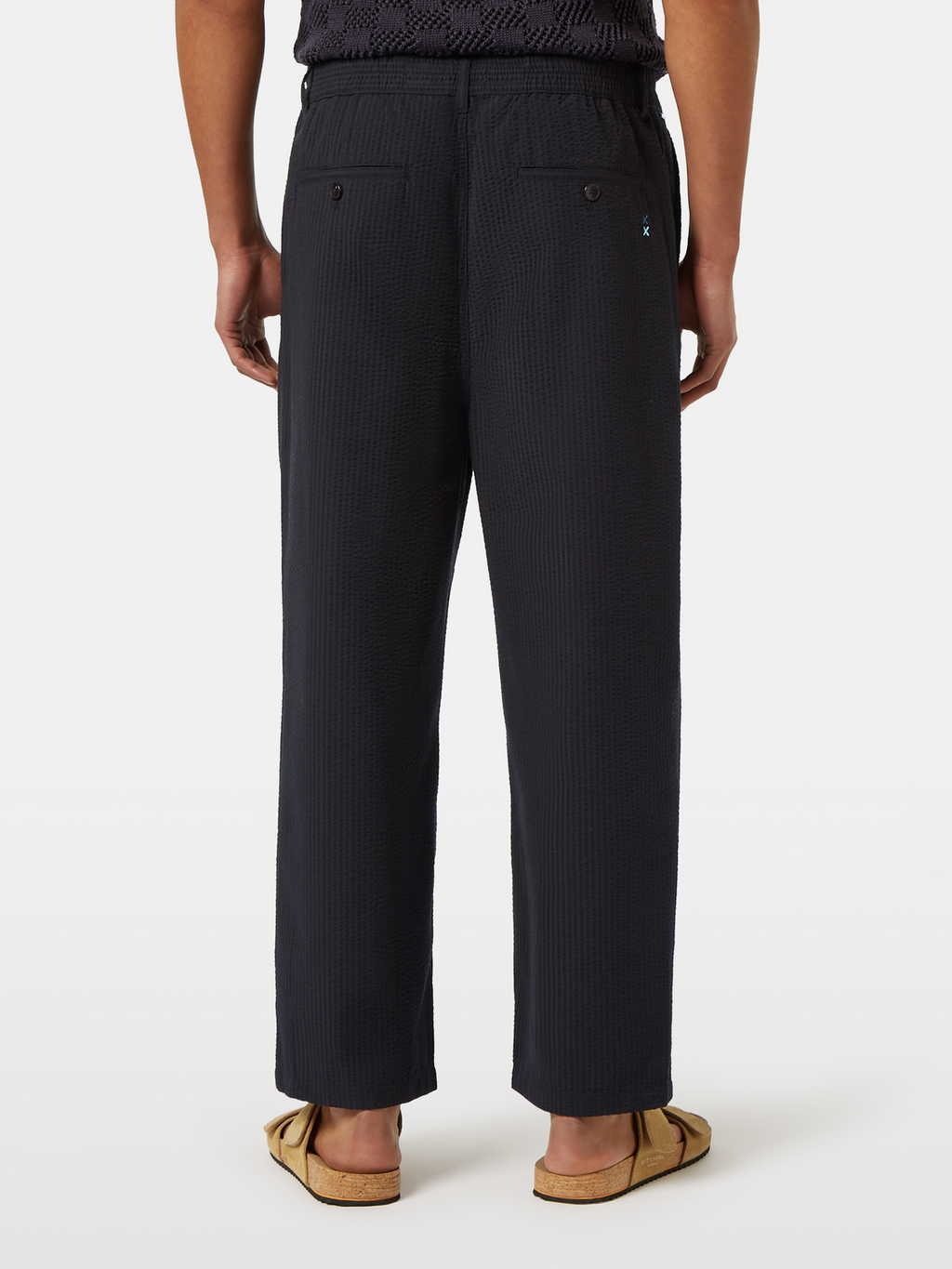 Pleated Relaxed Straight Cotton-Blend Seersucker Jogger