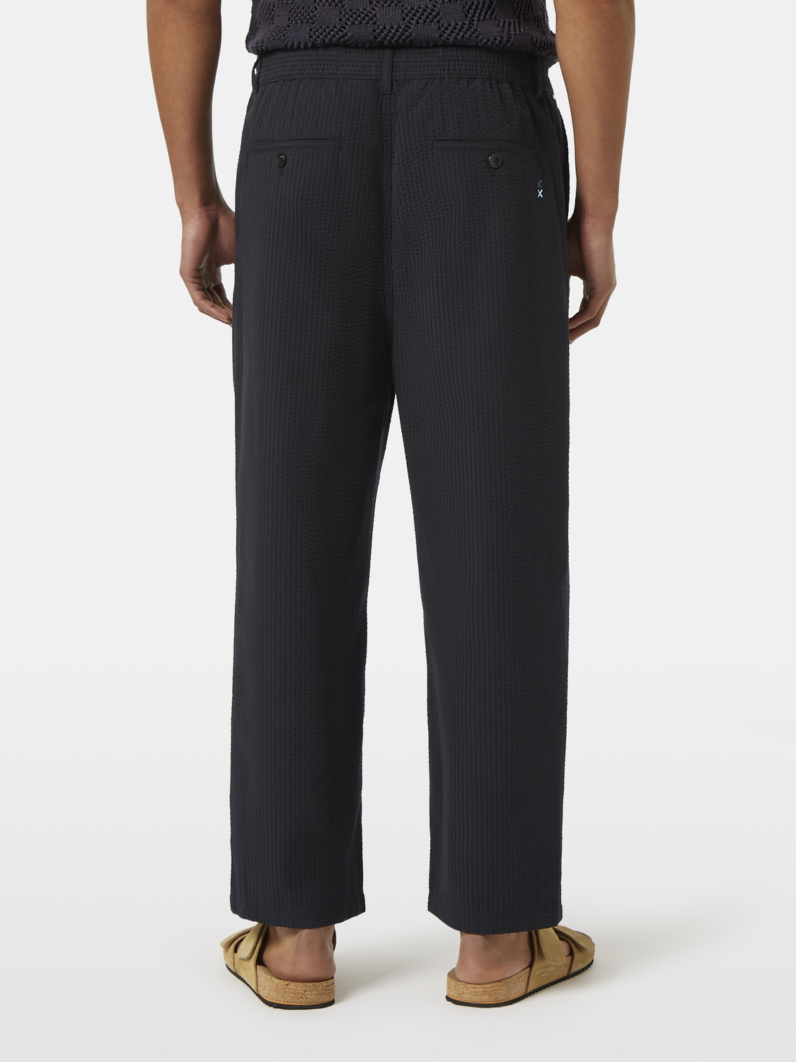 Pleated Relaxed Straight Cotton-Blend Seersucker Jogger