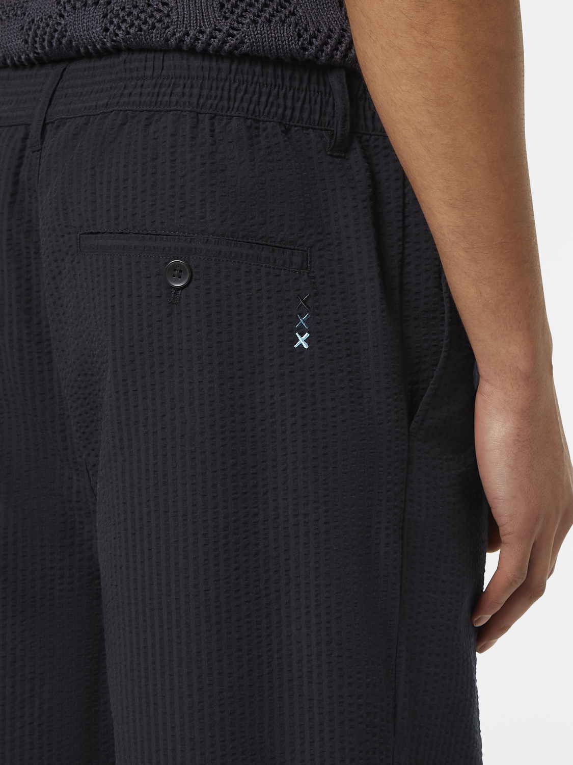 Pleated Relaxed Straight Cotton-Blend Seersucker Jogger