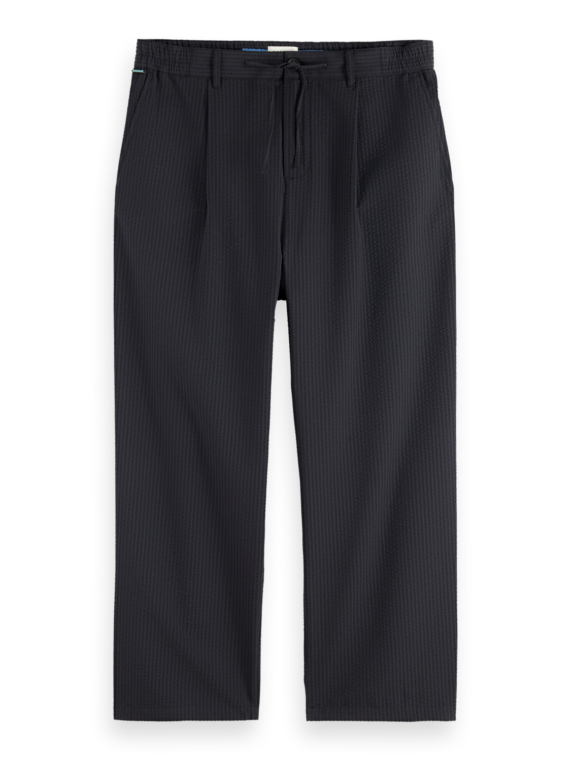 Pleated Relaxed Straight Cotton-Blend Seersucker Jogger