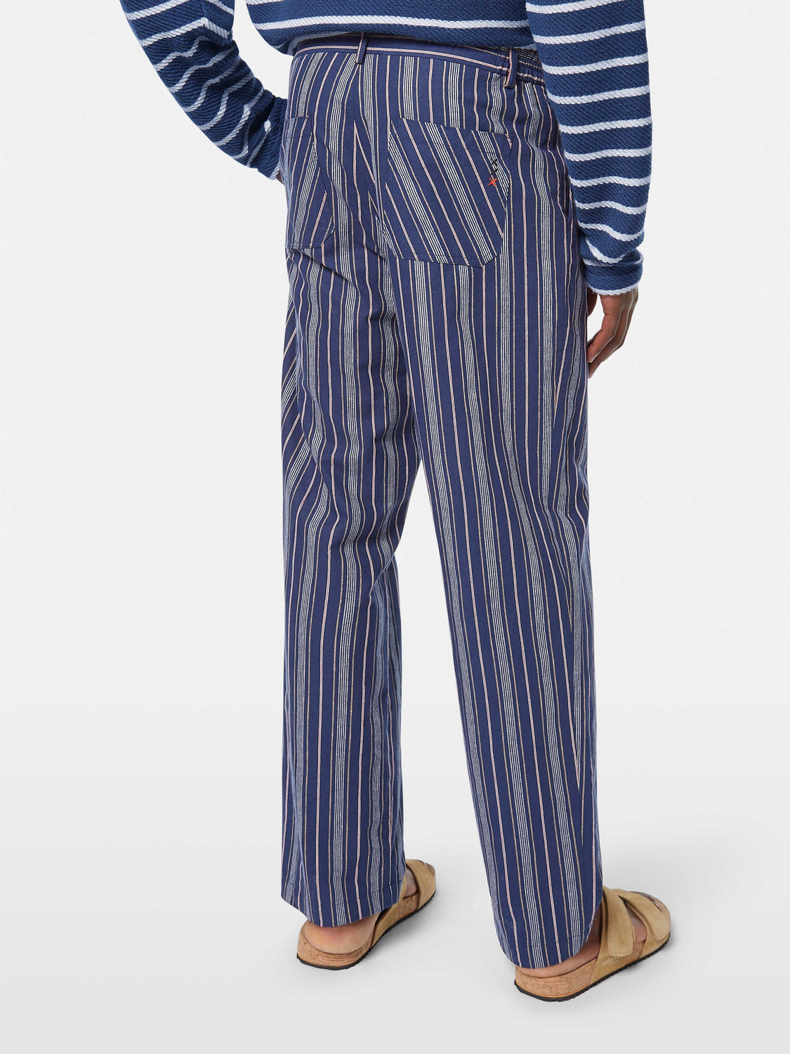 Pleated Relaxed Striped Linen-Blend Jogger