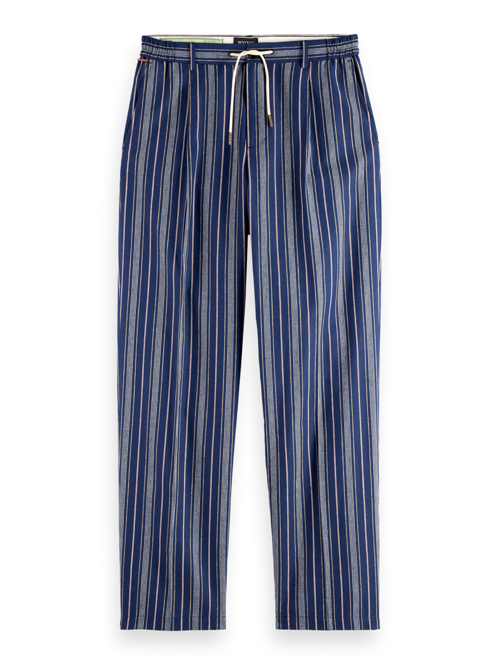 Pleated Relaxed Striped Linen-Blend Jogger