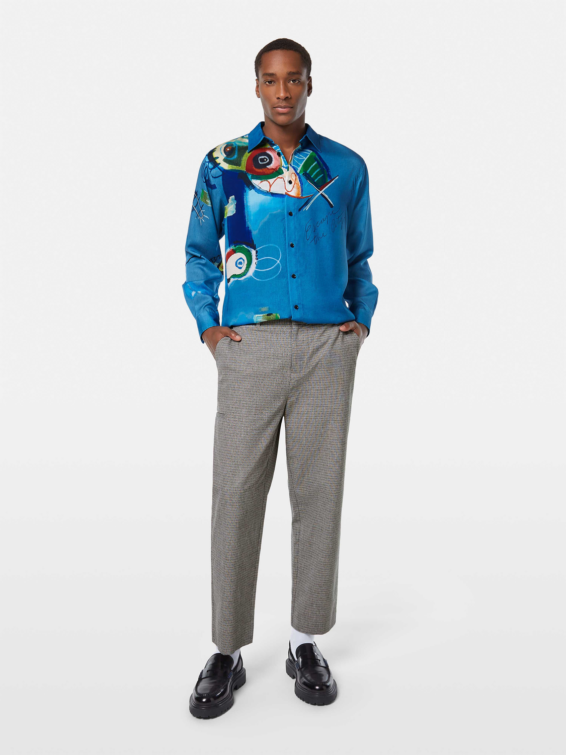 Basket-Weave Wide Fit Cotton-Linen Chino