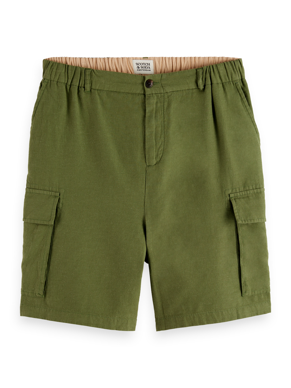 Relaxed Fit Cotton-Linen Cargo Short