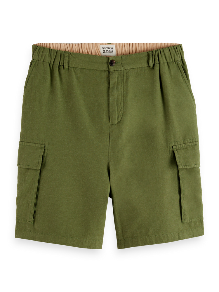 Relaxed Fit Cotton-Linen Cargo Short