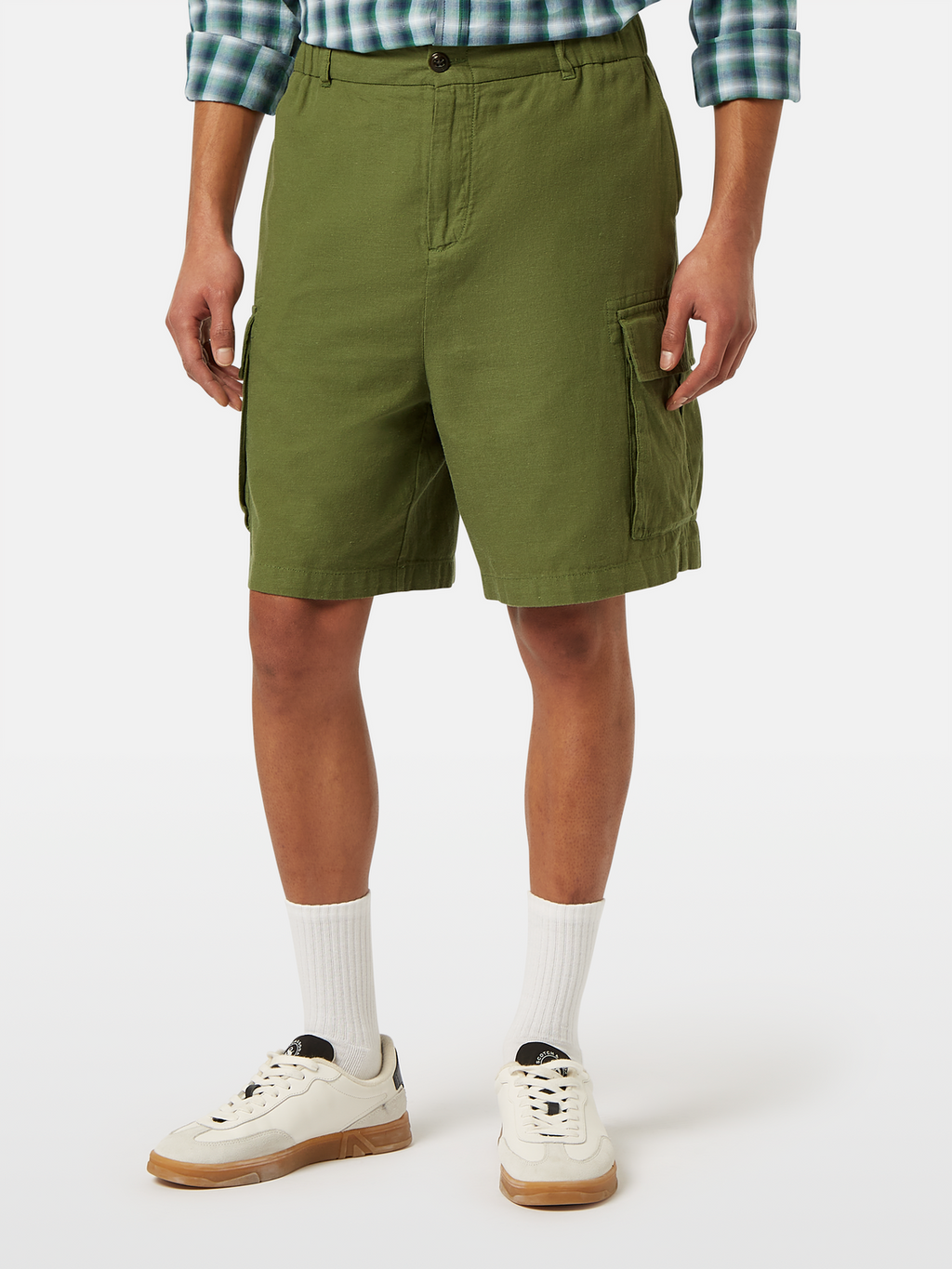 Relaxed Fit Cotton-Linen Cargo Short