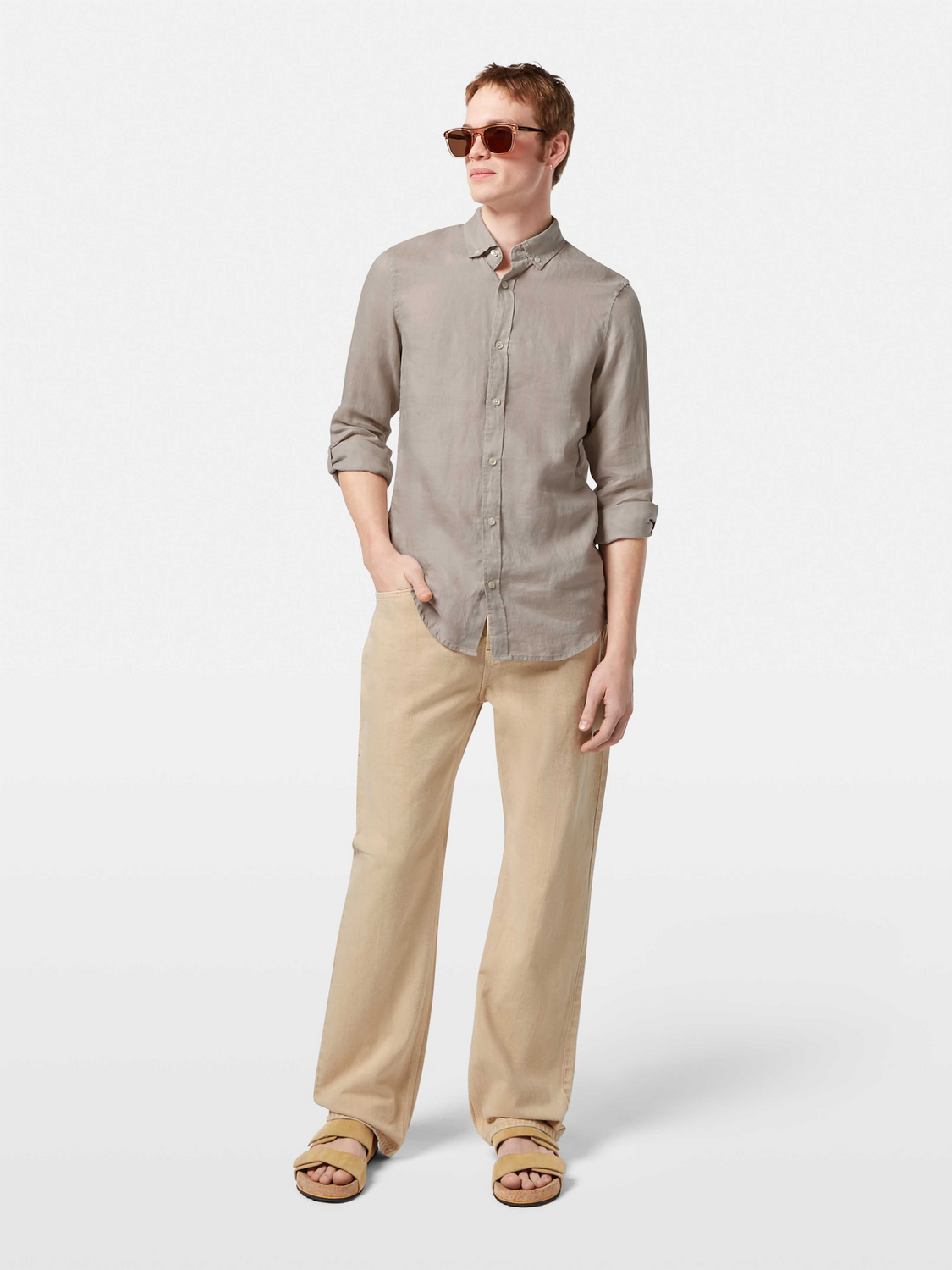 Regular Fit Linen Button Down Shirt