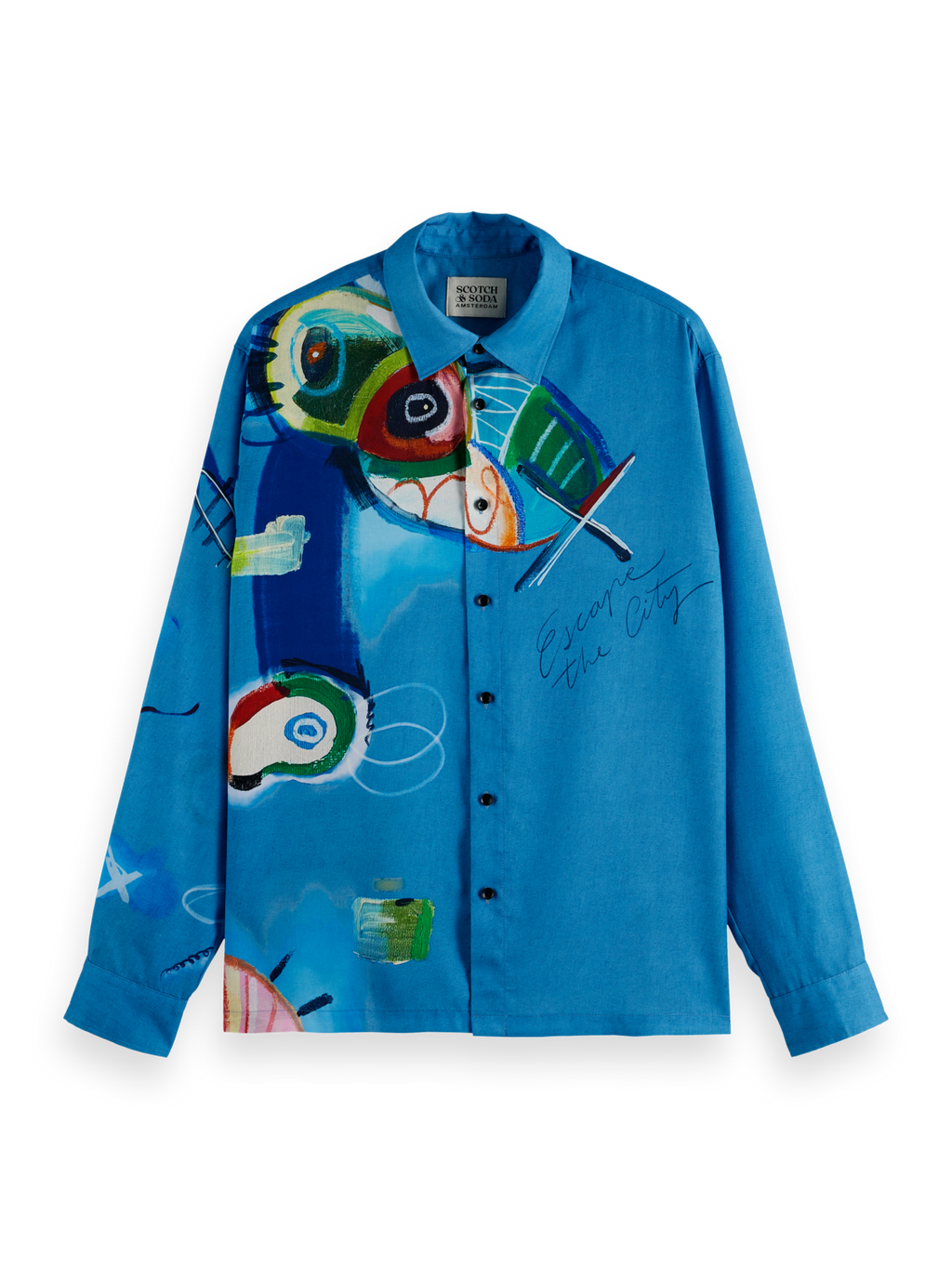 Abstract Island Printed Relaxed-Fit Shirt