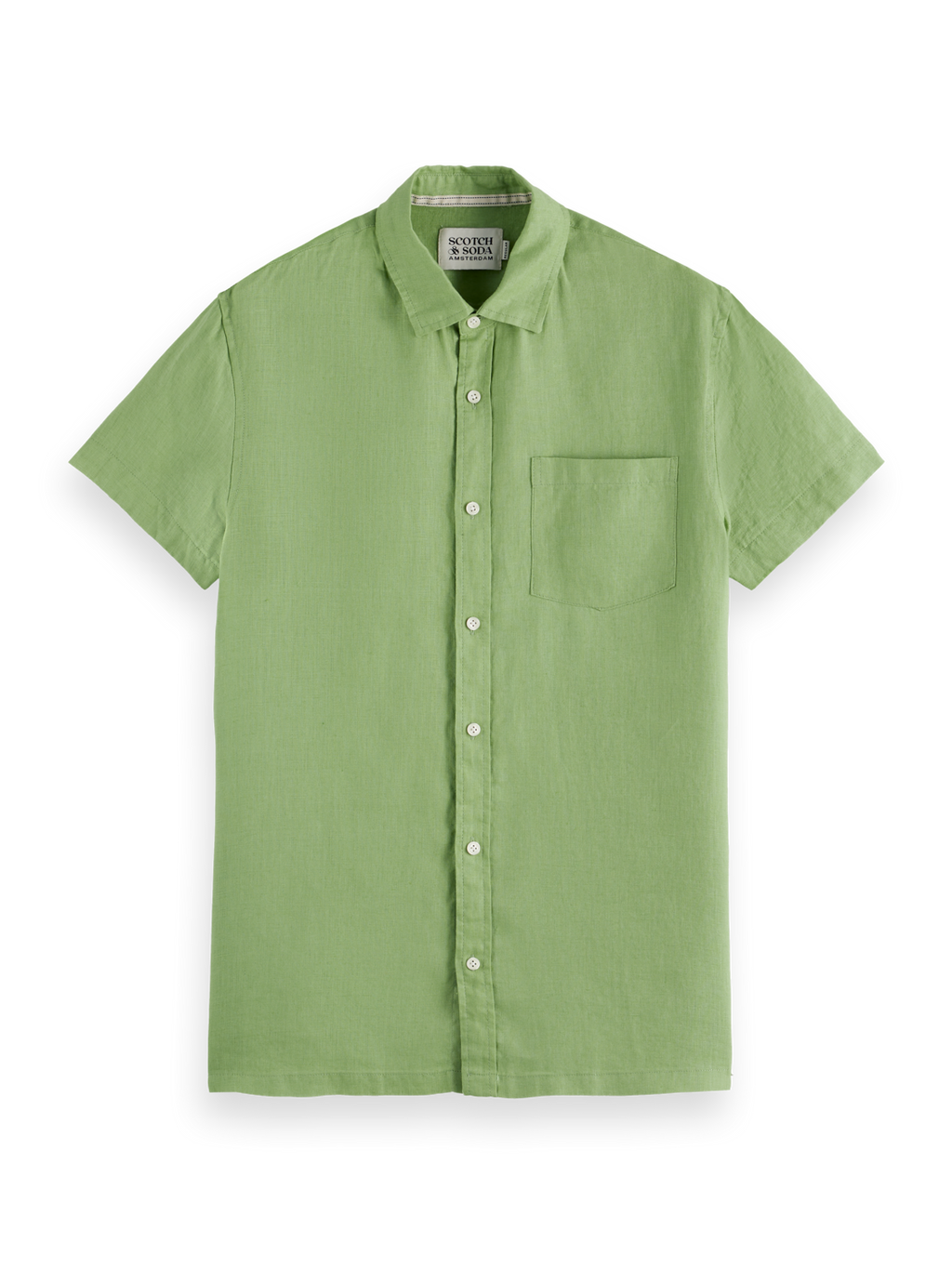 Regular Fit Linen Short Sleeve Button Down Shirt