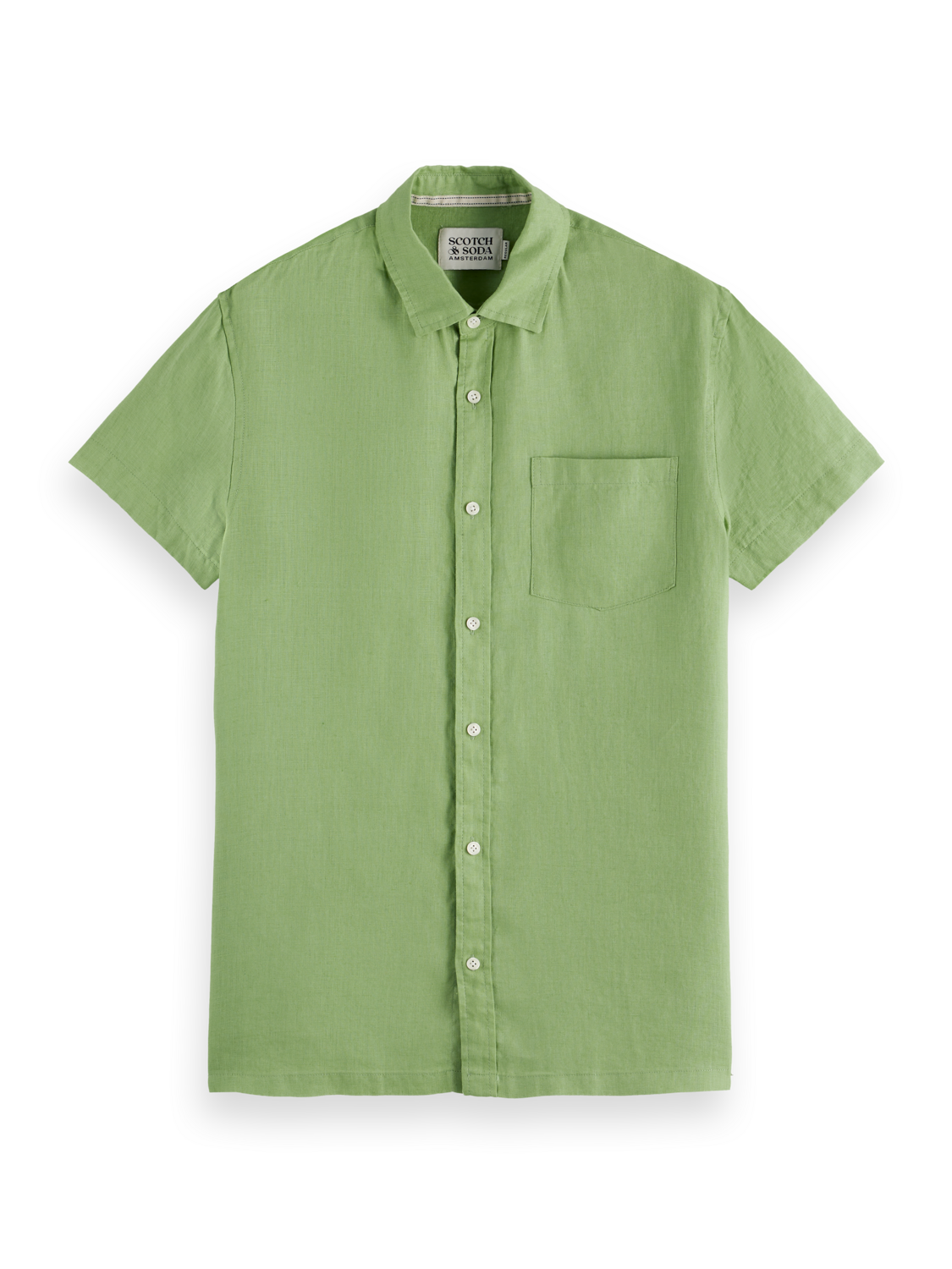 Regular Fit Linen Short Sleeve Button Down Shirt