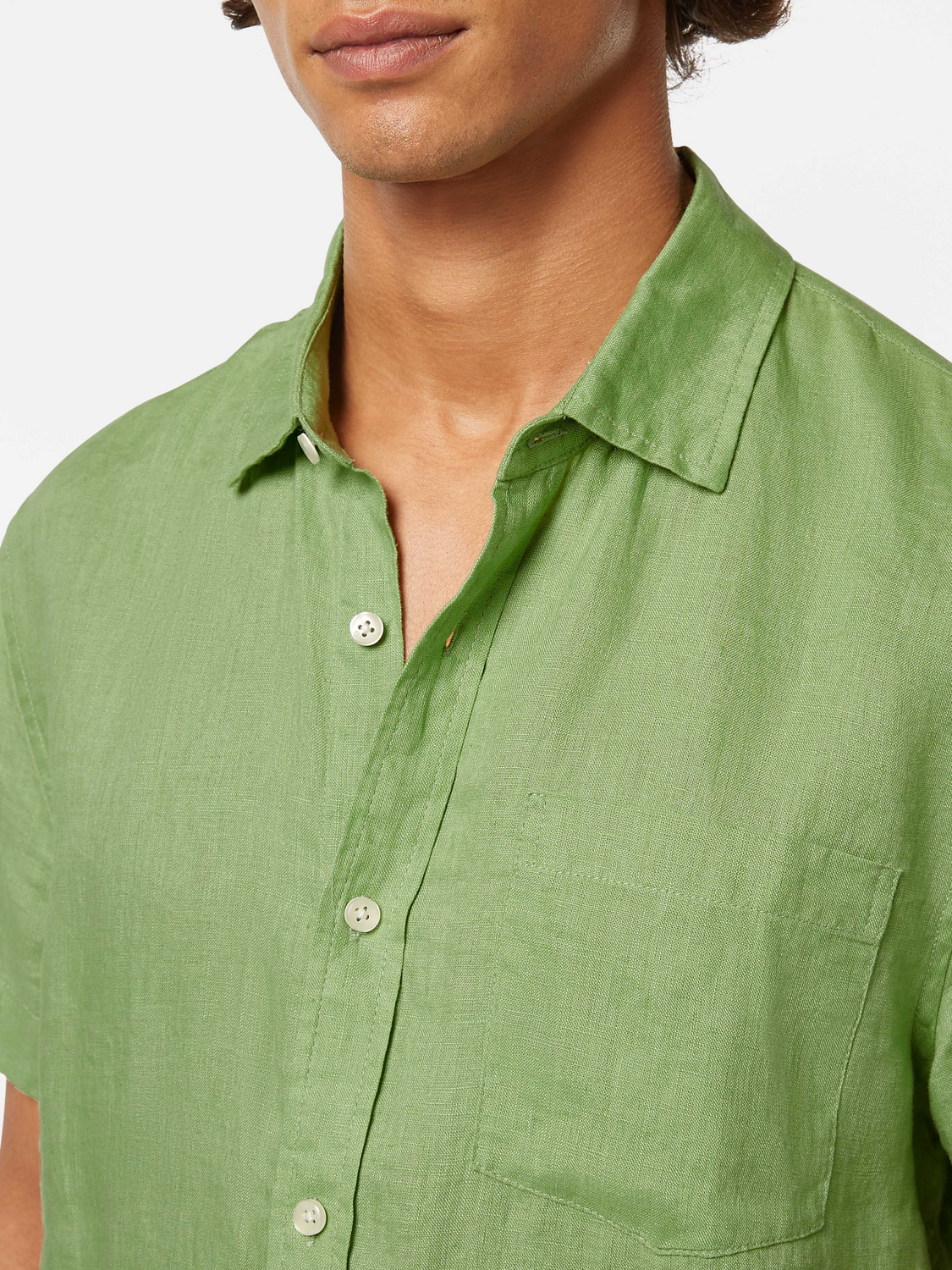 Regular Fit Linen Short Sleeve Button Down Shirt