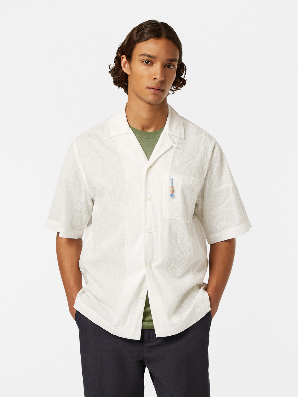 Embroidered Short Sleeve Relaxed-Fit Shirt