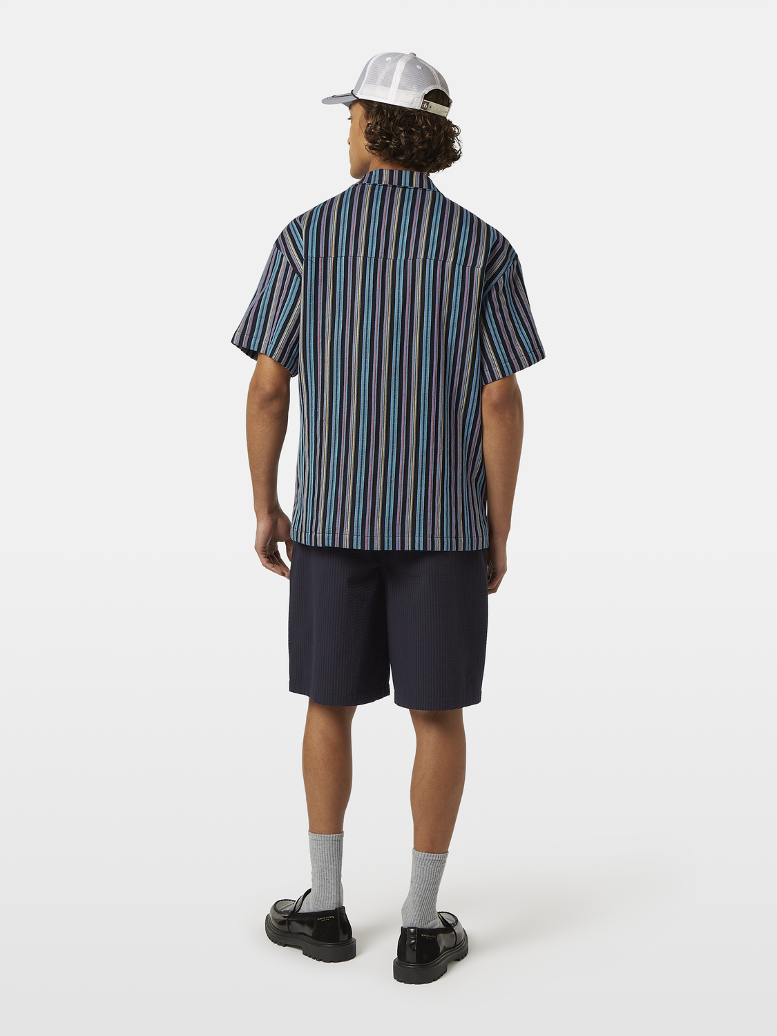 Striped Short Sleeve Relaxed-Fit Jacquard Shirt