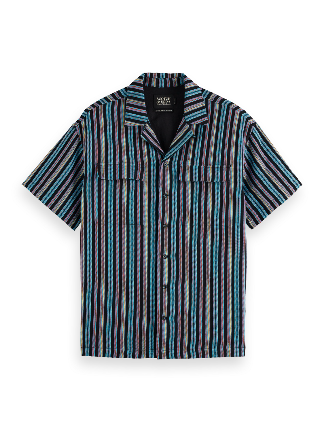 Striped Short Sleeve Relaxed-Fit Jacquard Shirt