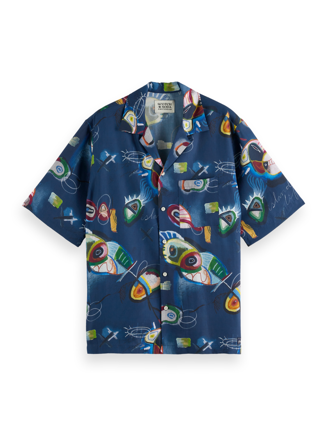 Abstract Island Short Sleeve Relaxed-Fit Tencel Shirt