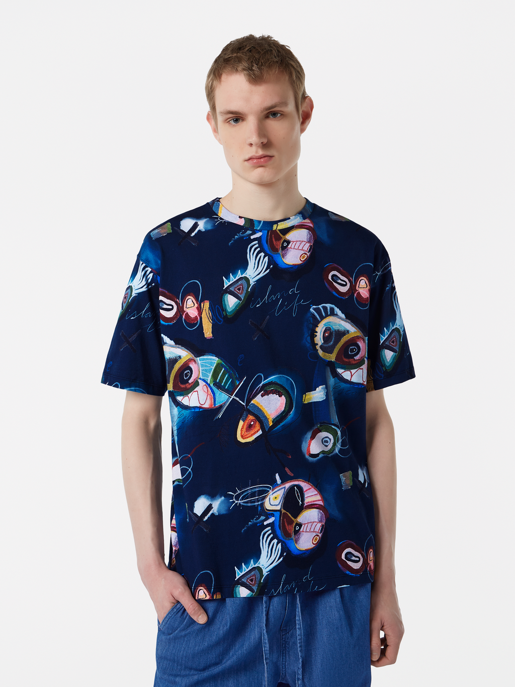 Relaxed-Fit Abstract Island Printed T-Shirt
