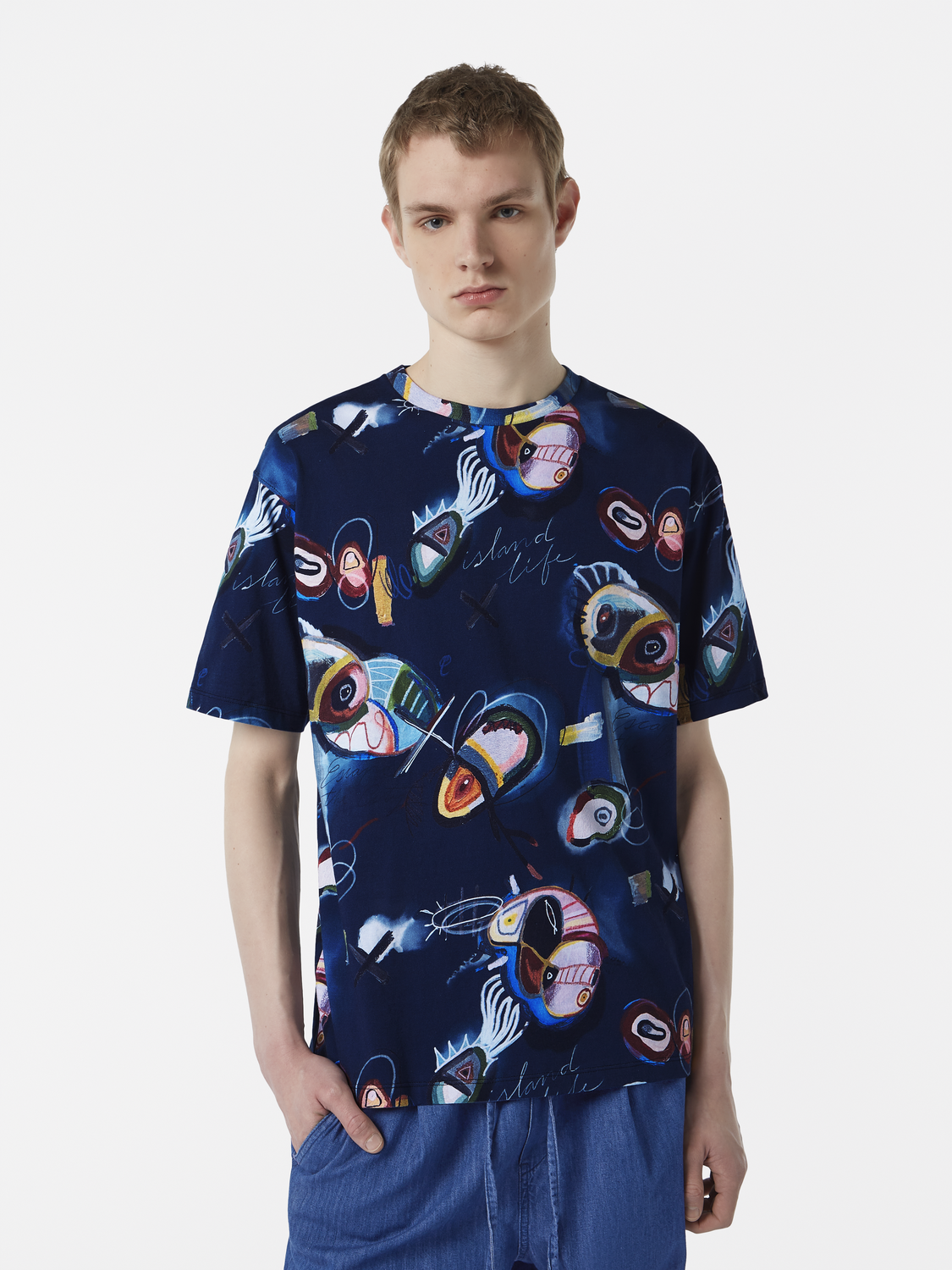 Relaxed-Fit Abstract Island Printed T-Shirt