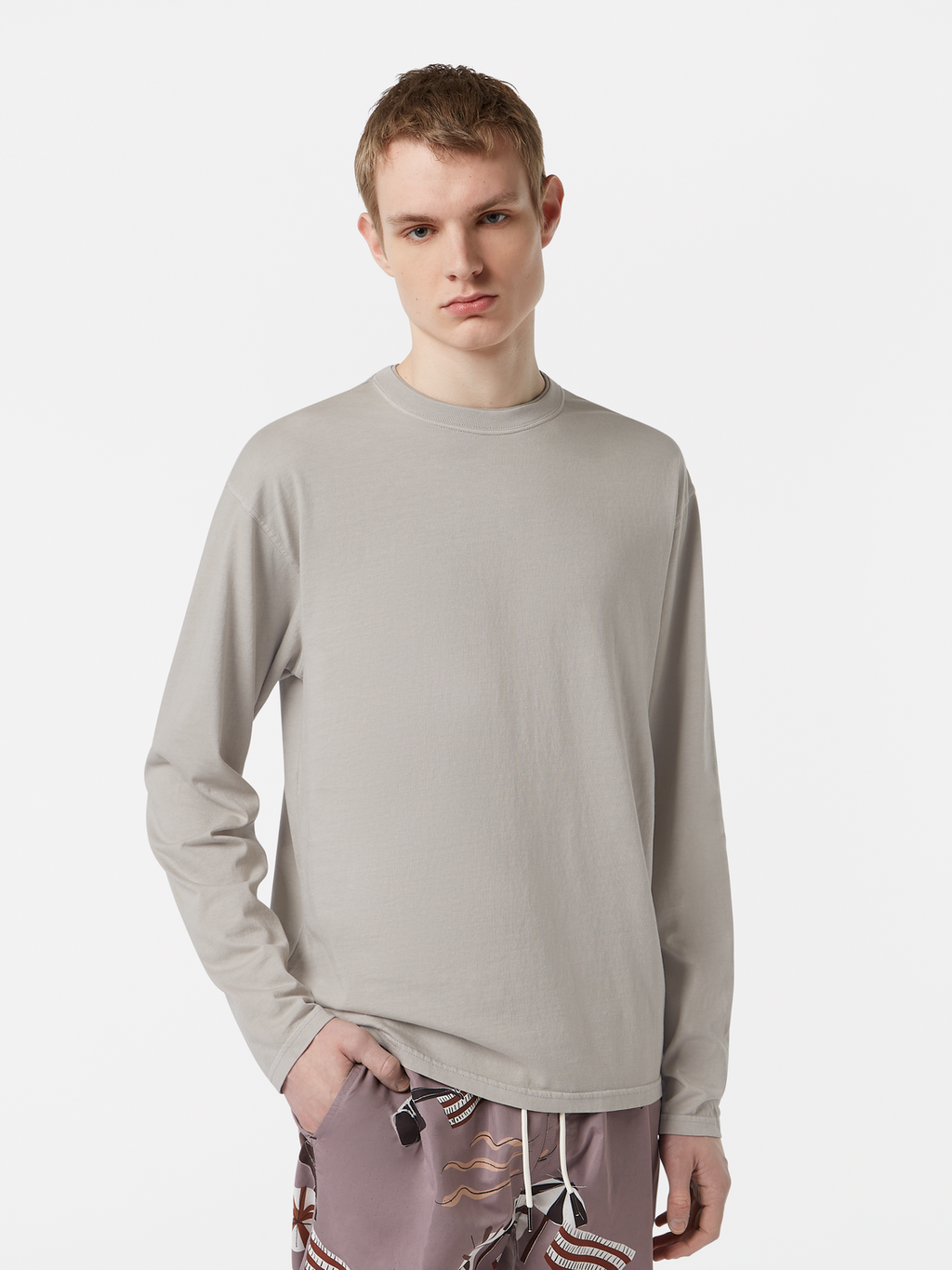 Relaxed-Fit Garment-Dyed Long Sleeve T-Shirt