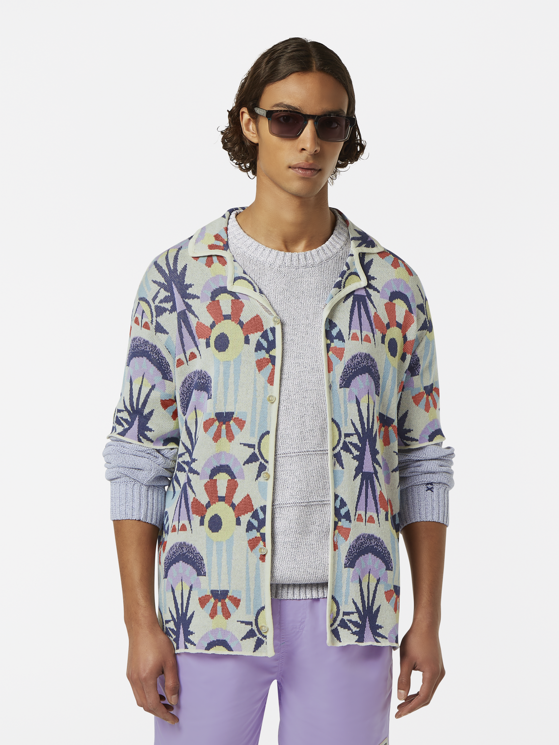 Jacquard Knit Short-Sleeved Shirt