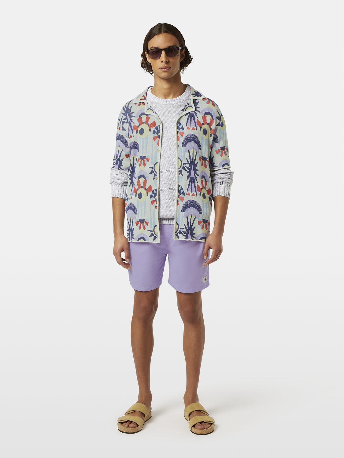 Jacquard Knit Short-Sleeved Shirt