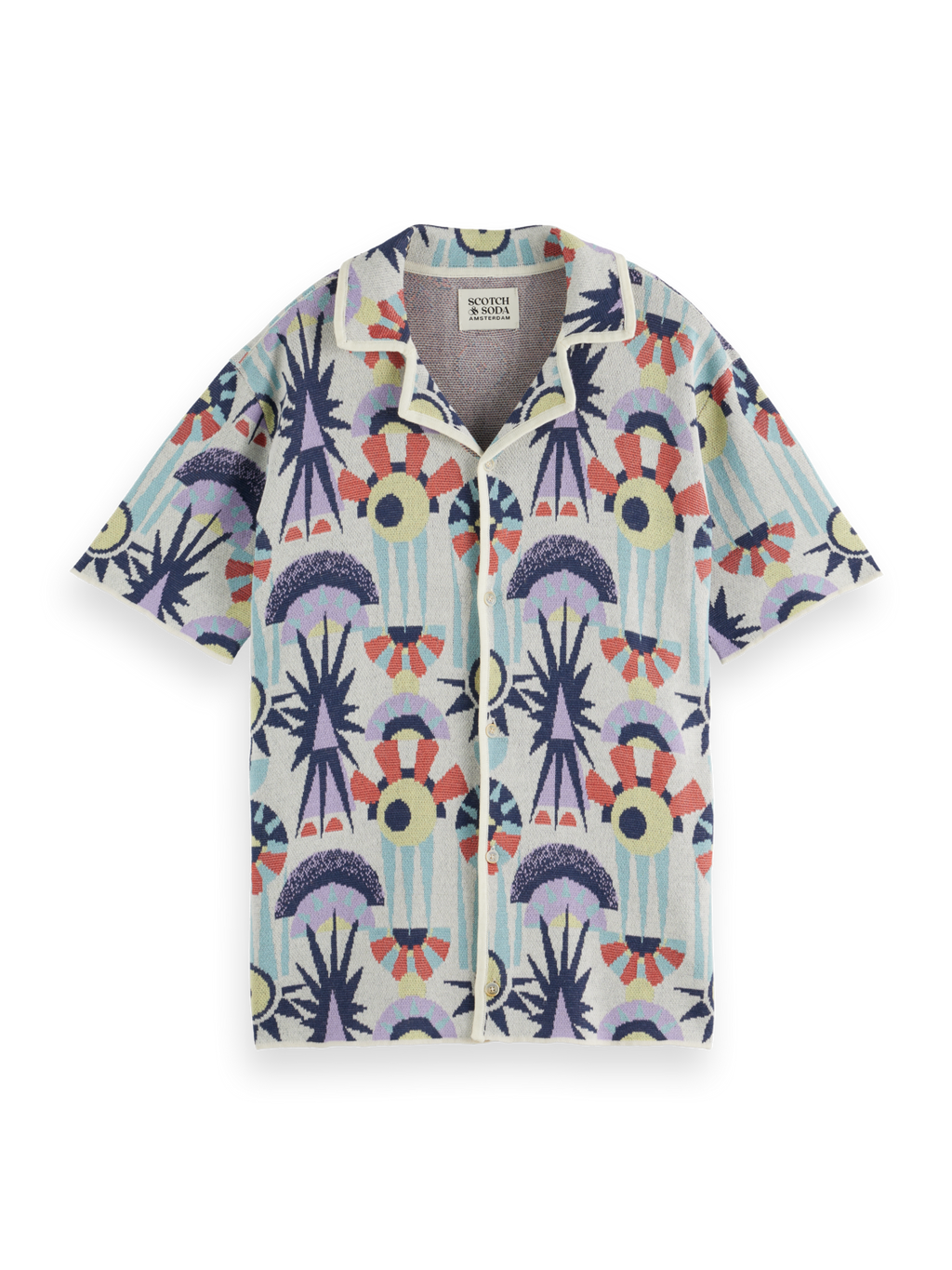 Jacquard Knit Short-Sleeved Shirt