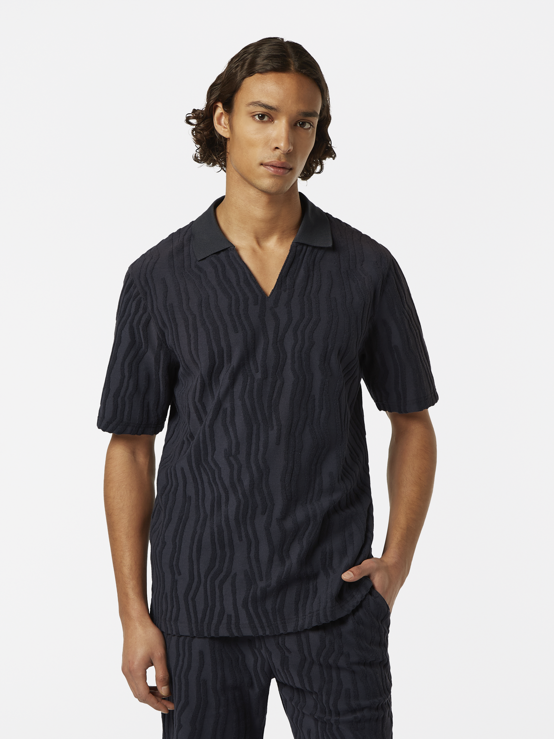 Relaxed-Fit Jacquard Cotton Terrycloth Polo
