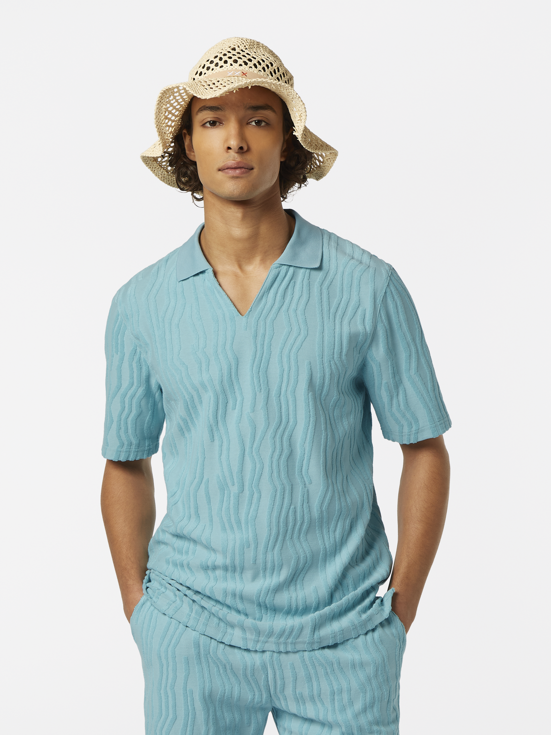 Jacquard Cotton Terrycloth Relaxed-Fit Polo