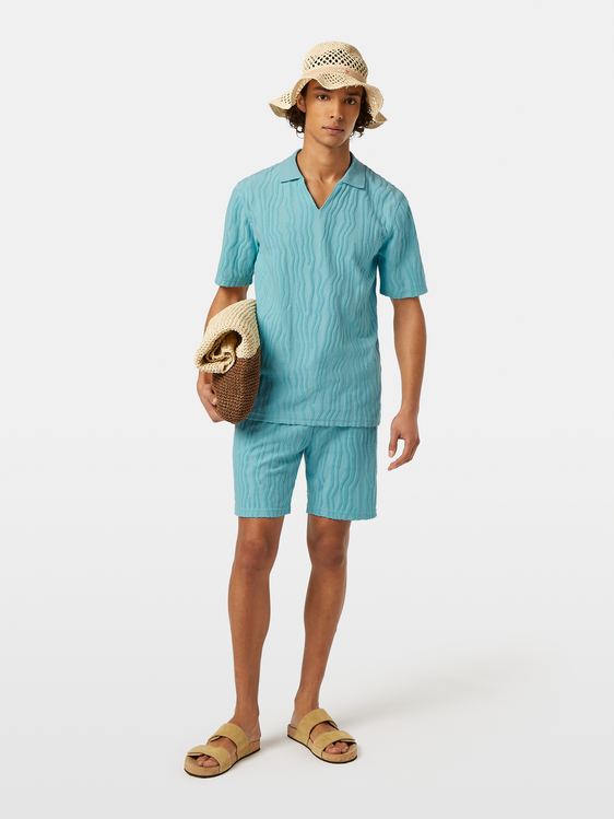Jacquard Cotton Terrycloth Relaxed-Fit Polo