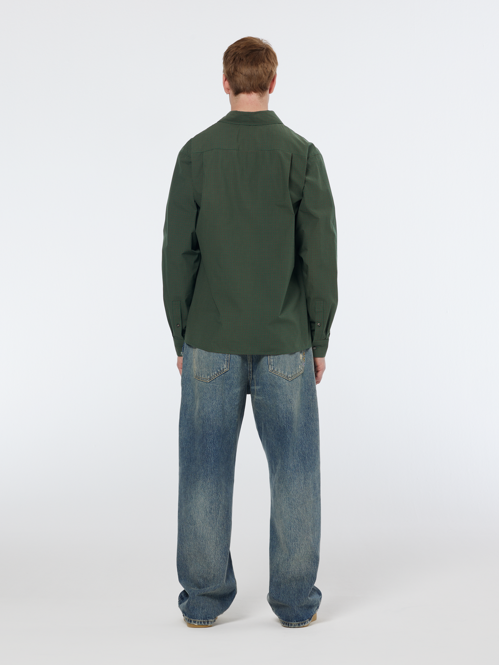 Relaxed Fit Yarn-Dyed Micro-Check Shirt