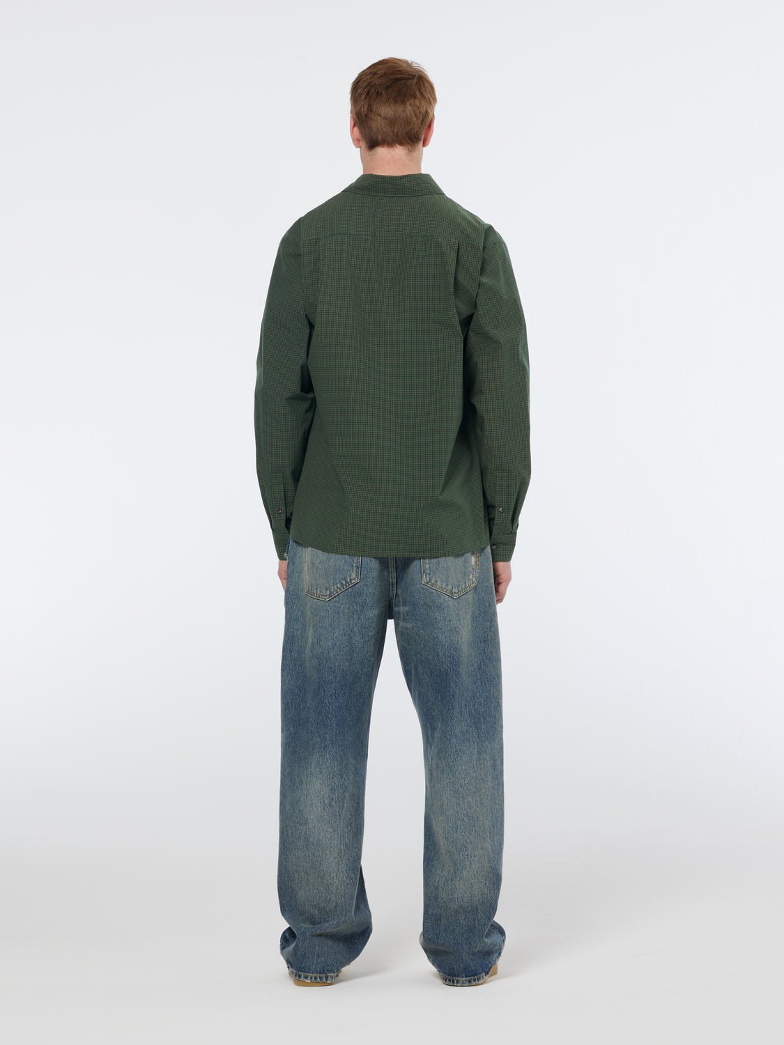 Relaxed Fit Yarn-Dyed Micro-Check Shirt