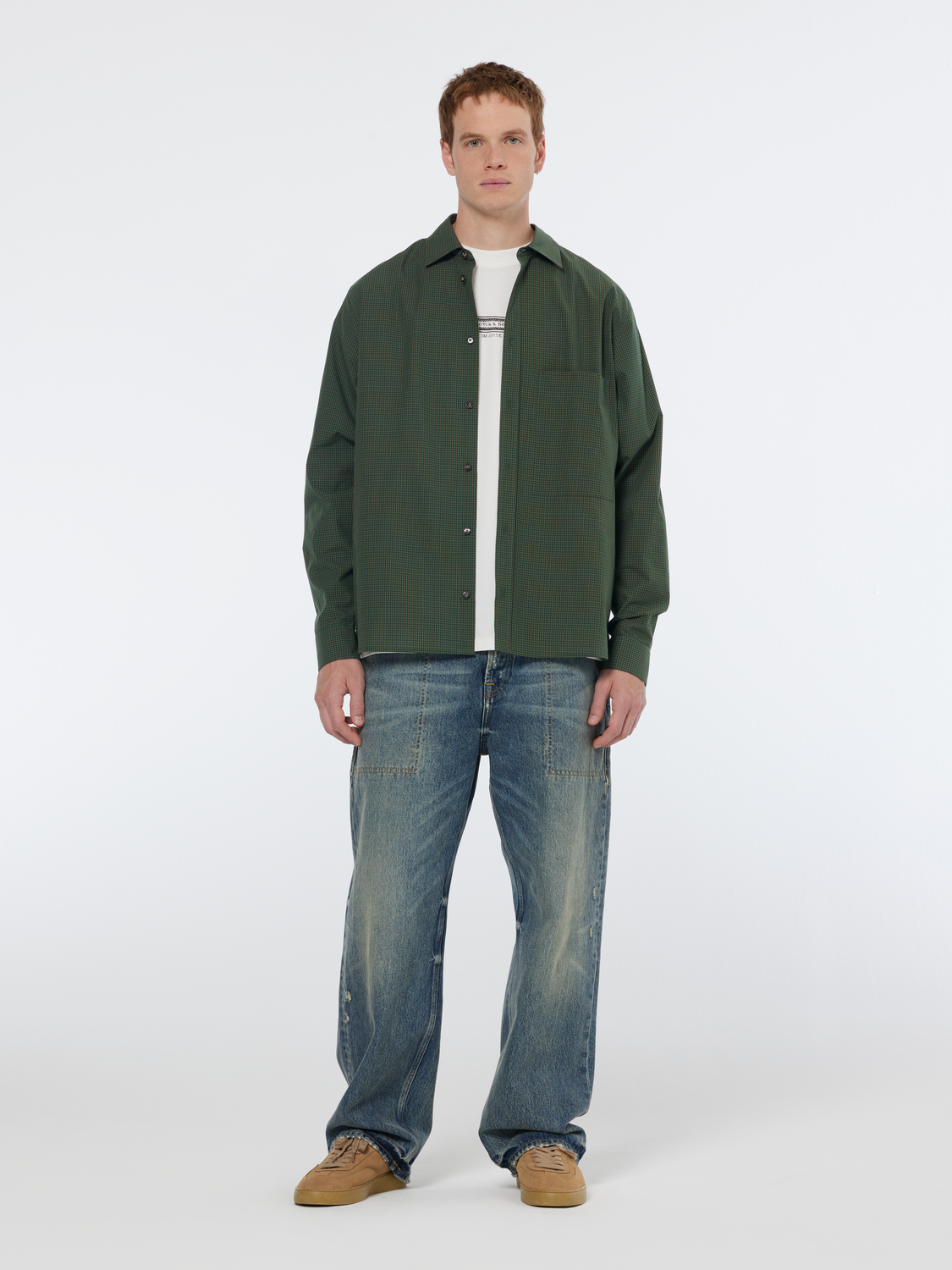 Relaxed Fit Yarn-Dyed Micro-Check Shirt