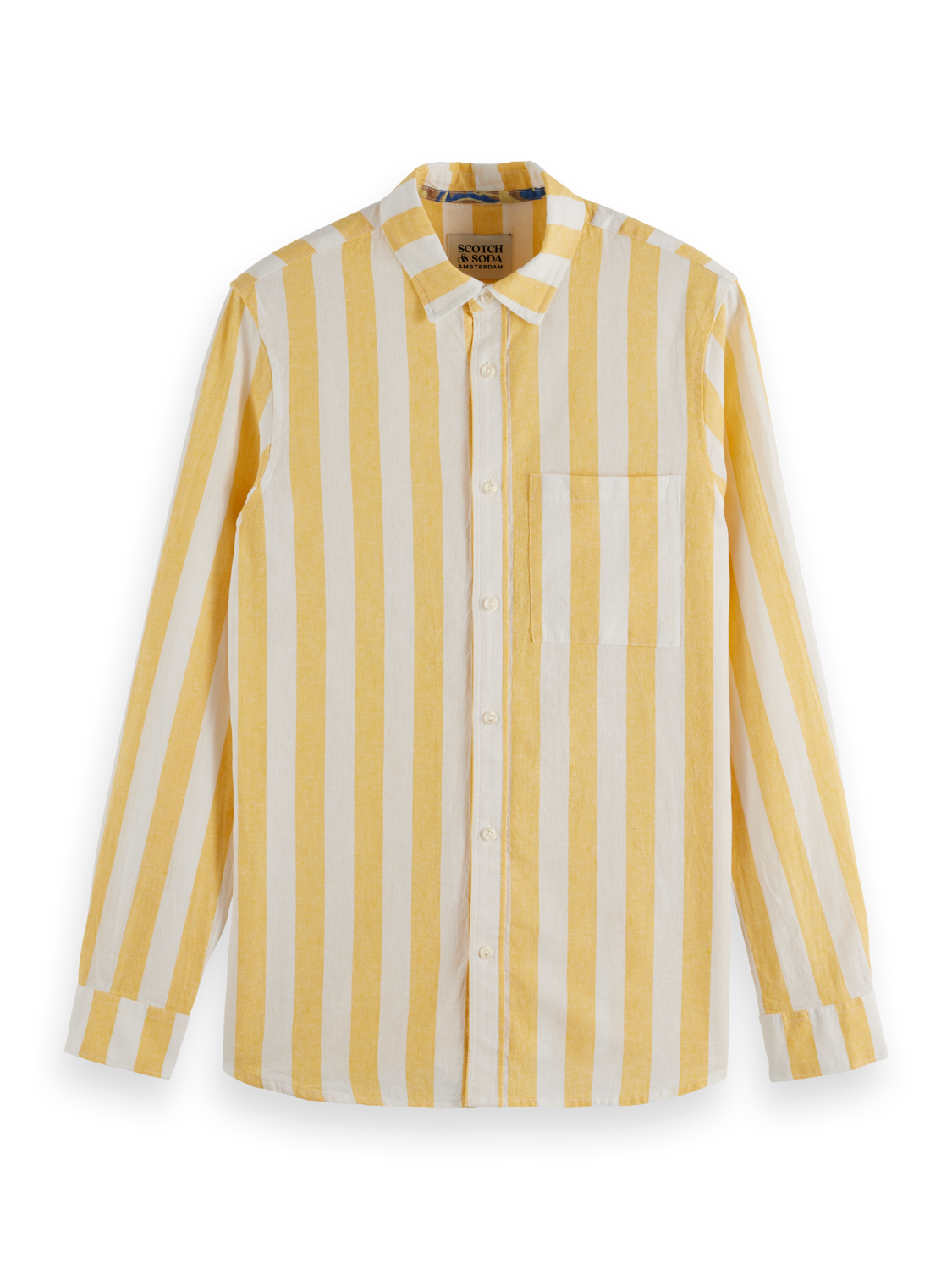 Regular-Fit Yarn-Dyed Linen Blend Stripe Shirt