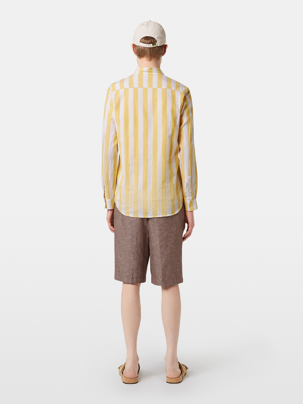 Regular-Fit Yarn-Dyed Linen Blend Stripe Shirt